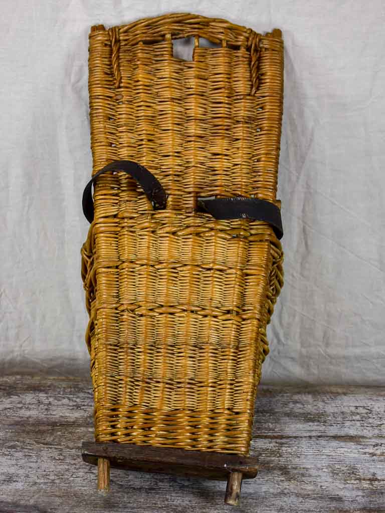 Antique French back harvest basket from Burgundy