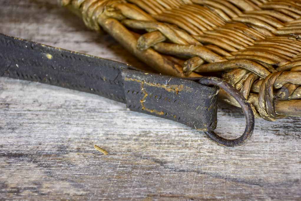 Antique French back harvest basket from Burgundy