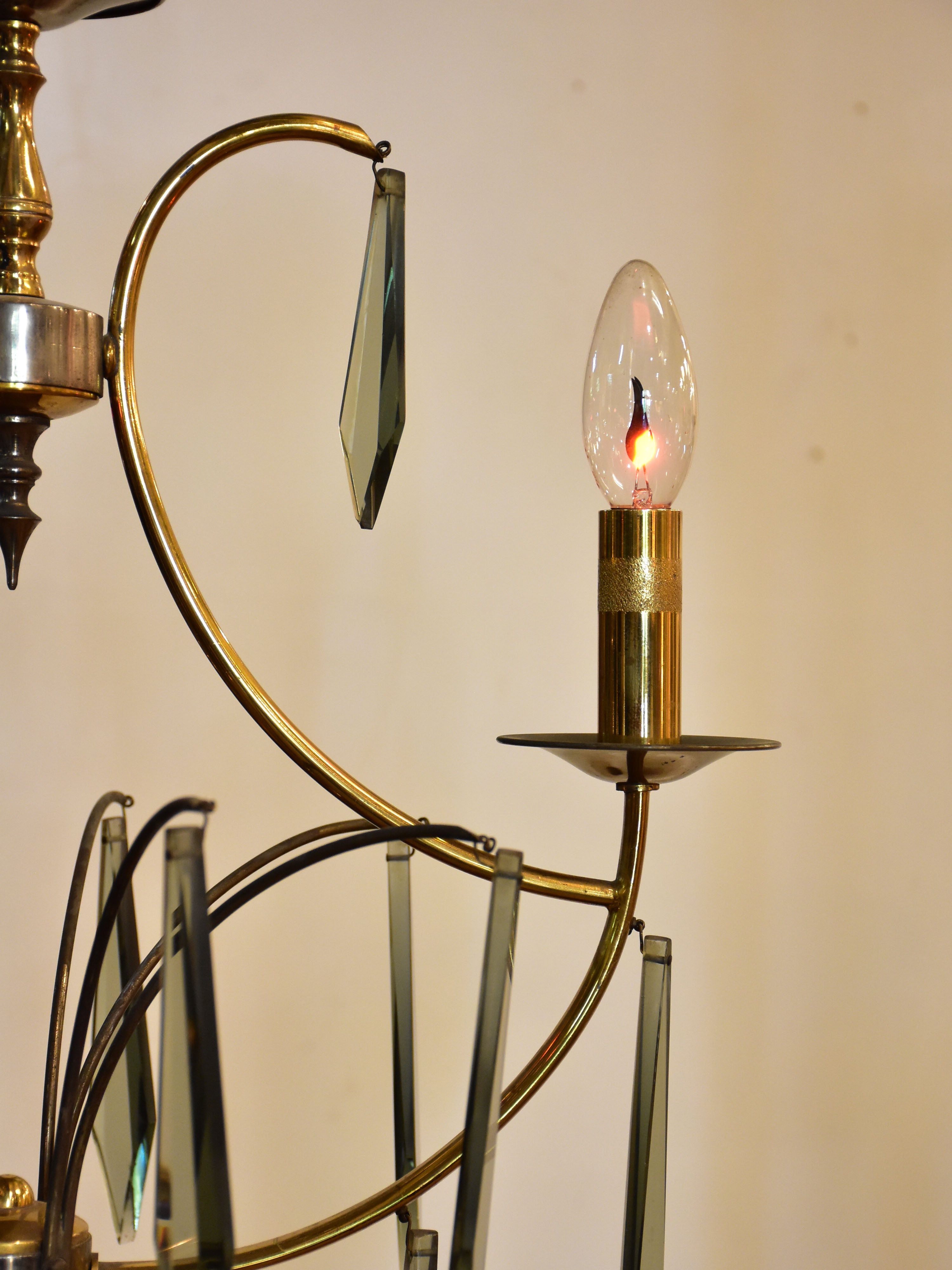 Vintage brass and glass lustre