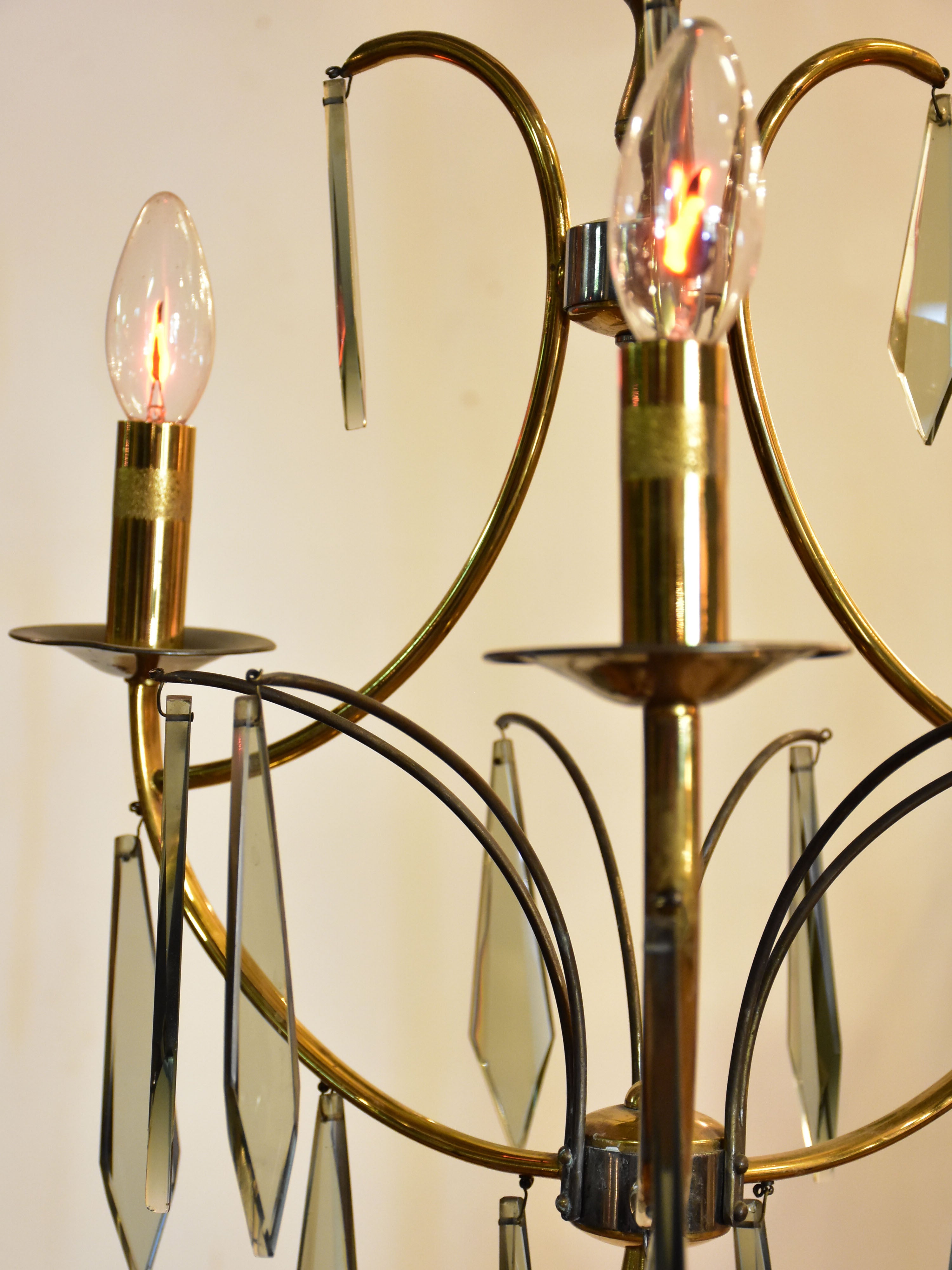 Vintage brass and glass lustre