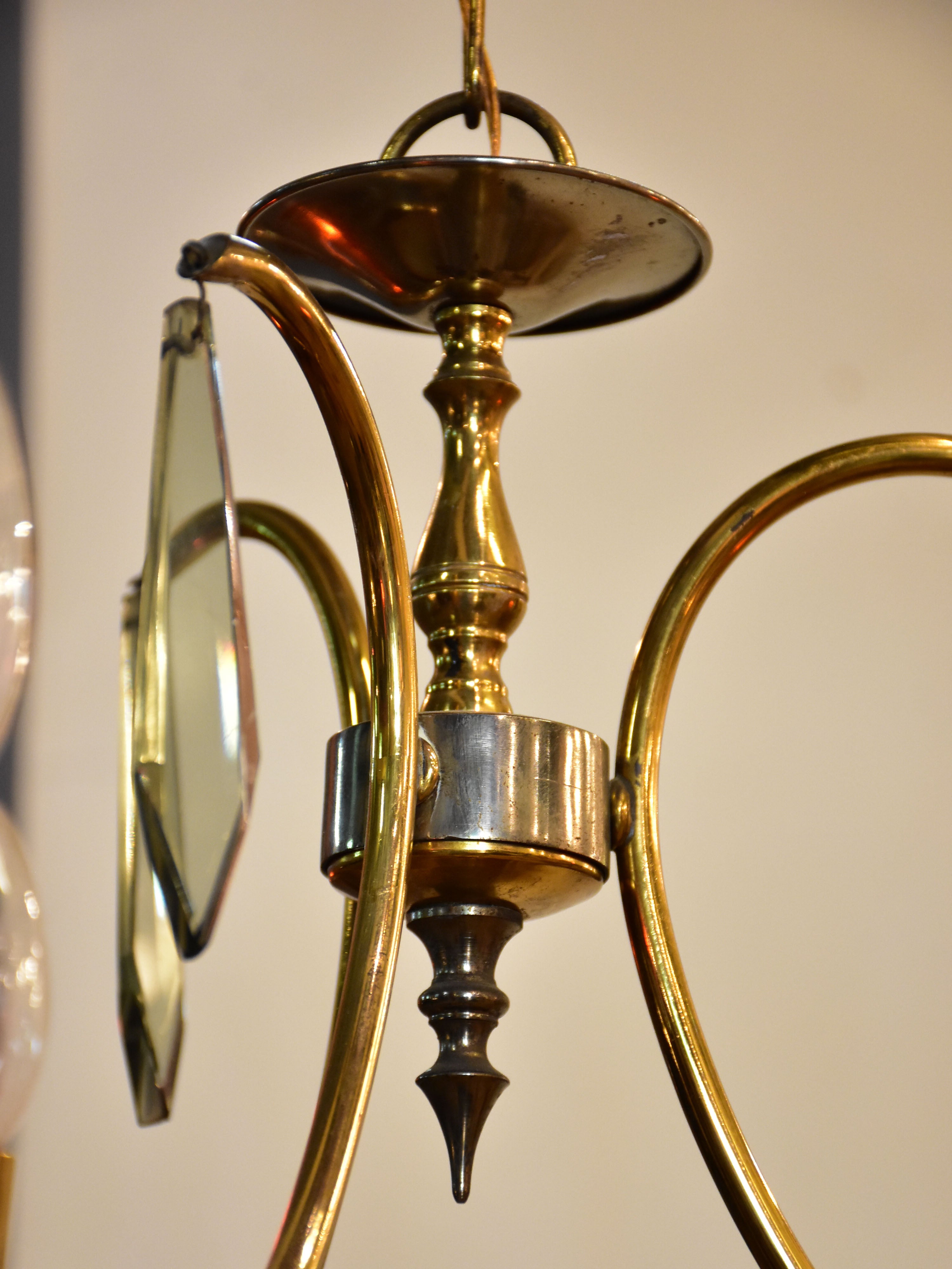 Vintage brass and glass lustre