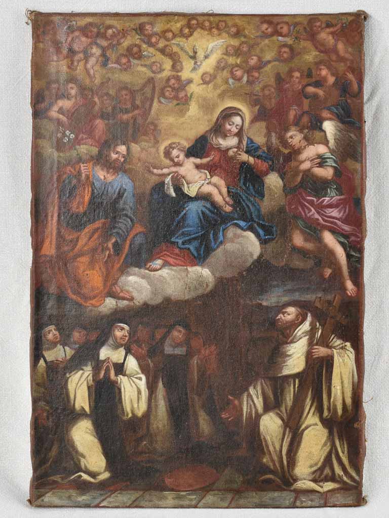 18th century religious artwork - oil on canvas 23¼" x 15¼"