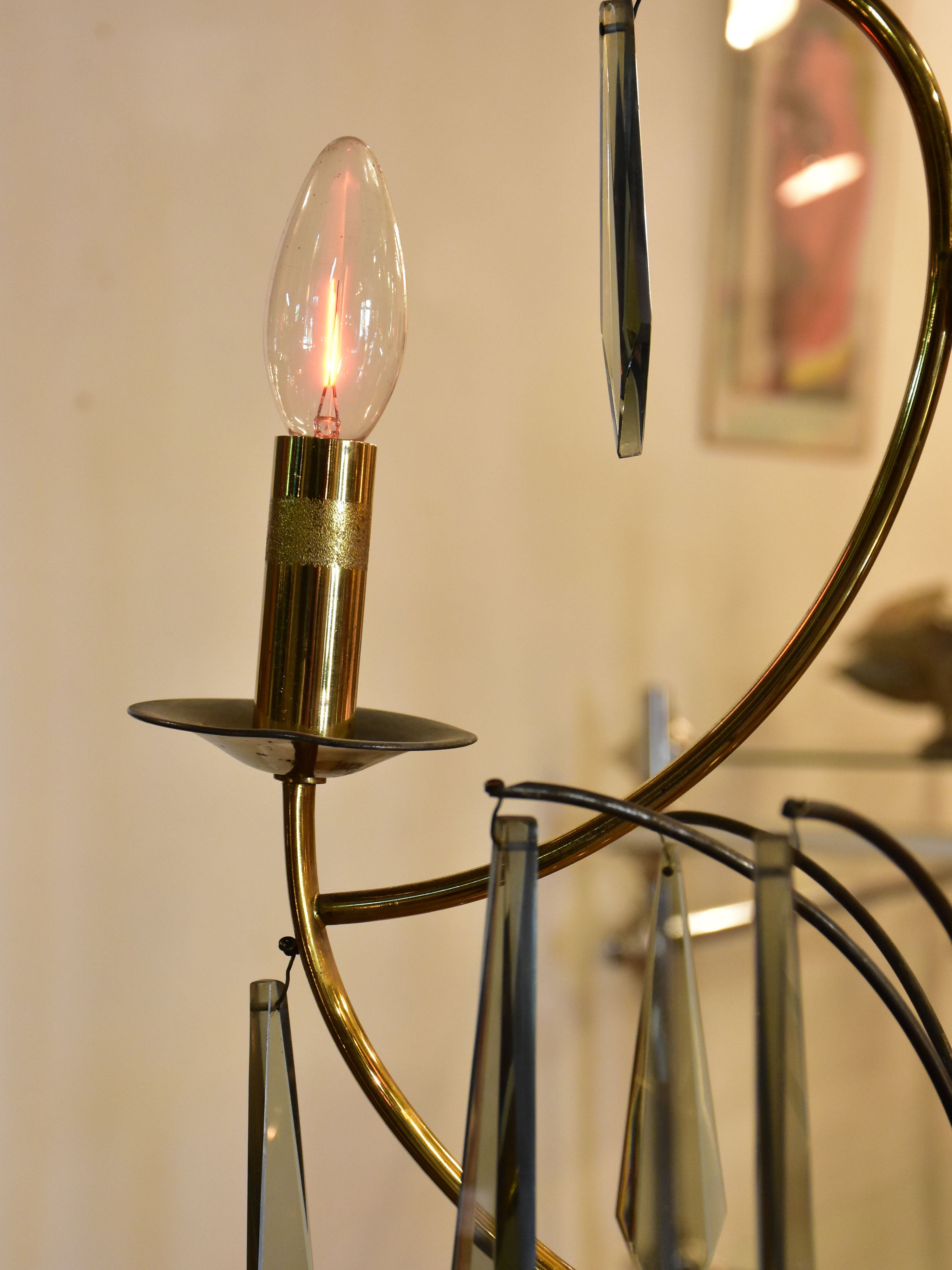 Vintage brass and glass lustre