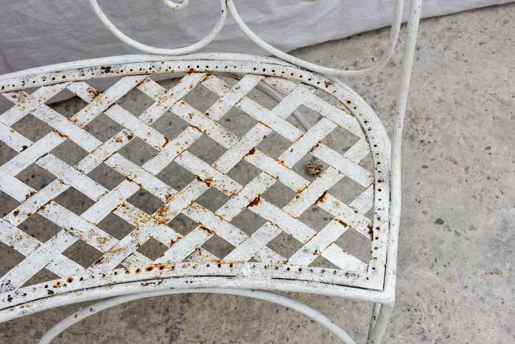 19th Century French garden bench - curved with white patina 52¼"