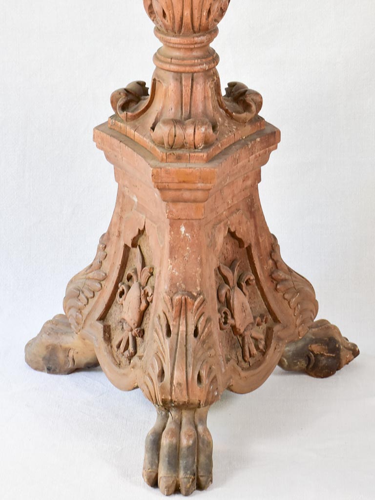 Very large 19th-century carved church candlestick 52"