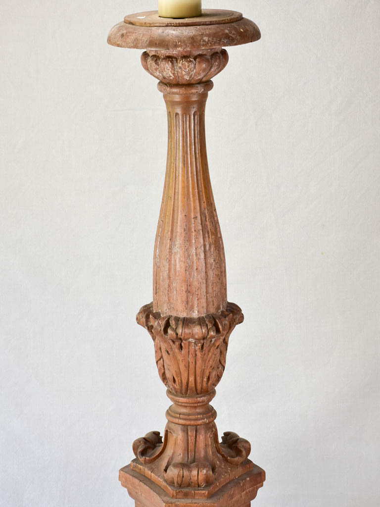 Very large 19th-century carved church candlestick 52"