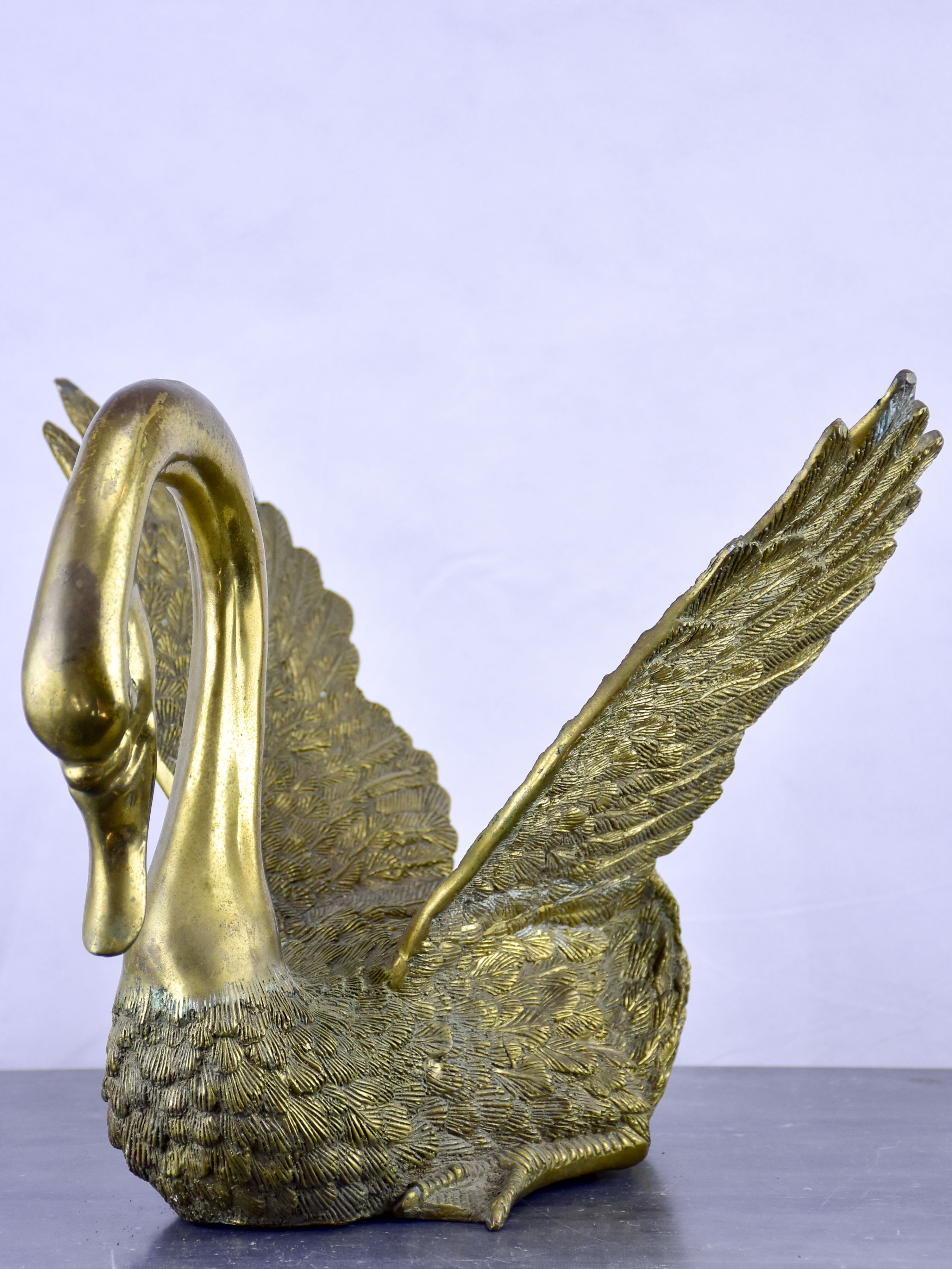 Vintage French sculpture of a golden swan