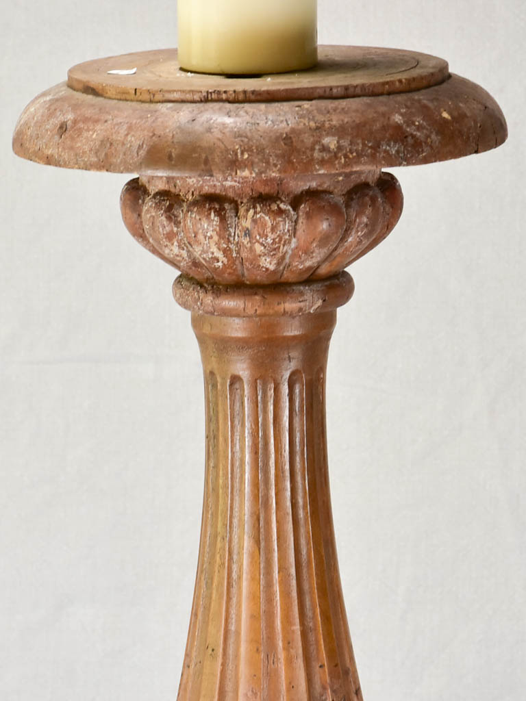 Very large 19th-century carved church candlestick 52"