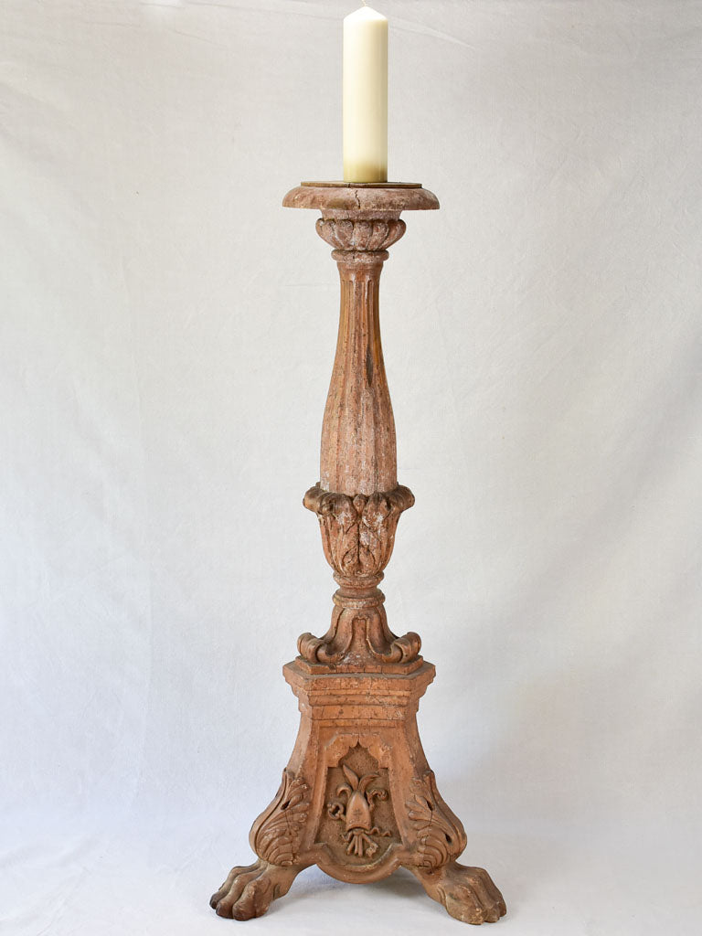 Very large 19th-century carved church candlestick 52"