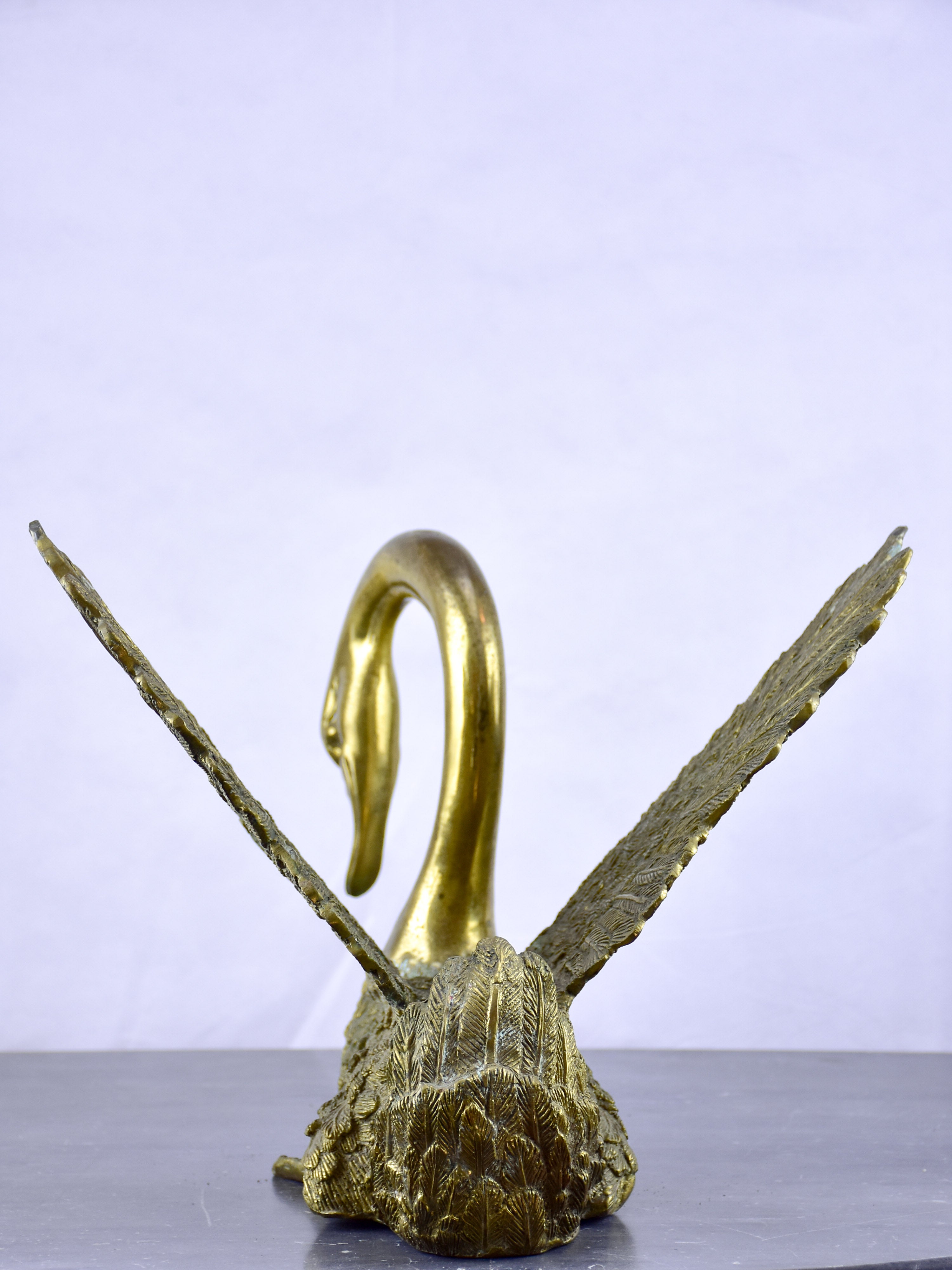 Vintage French sculpture of a golden swan