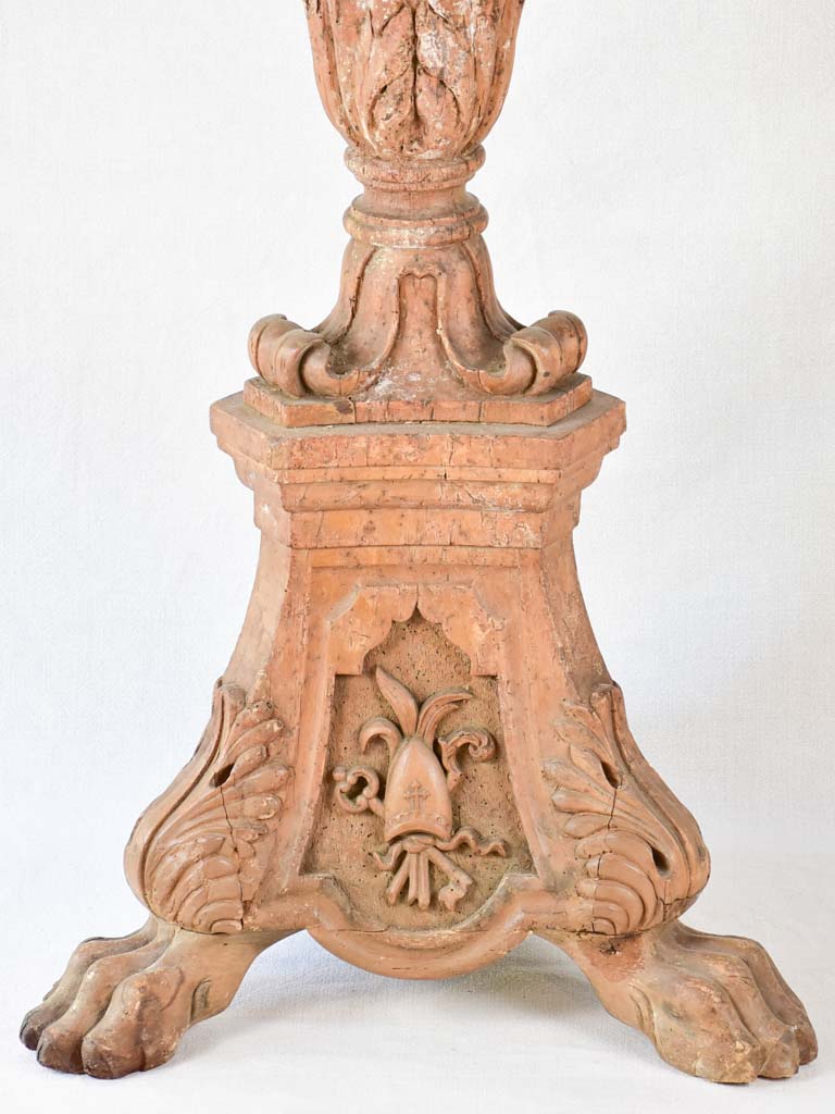 Very large 19th-century carved church candlestick 52"