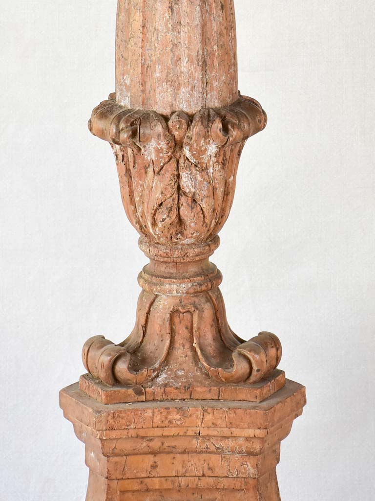 Very large 19th-century carved church candlestick 52"