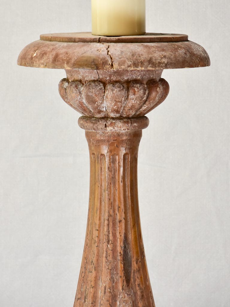 Very large 19th-century carved church candlestick 52"