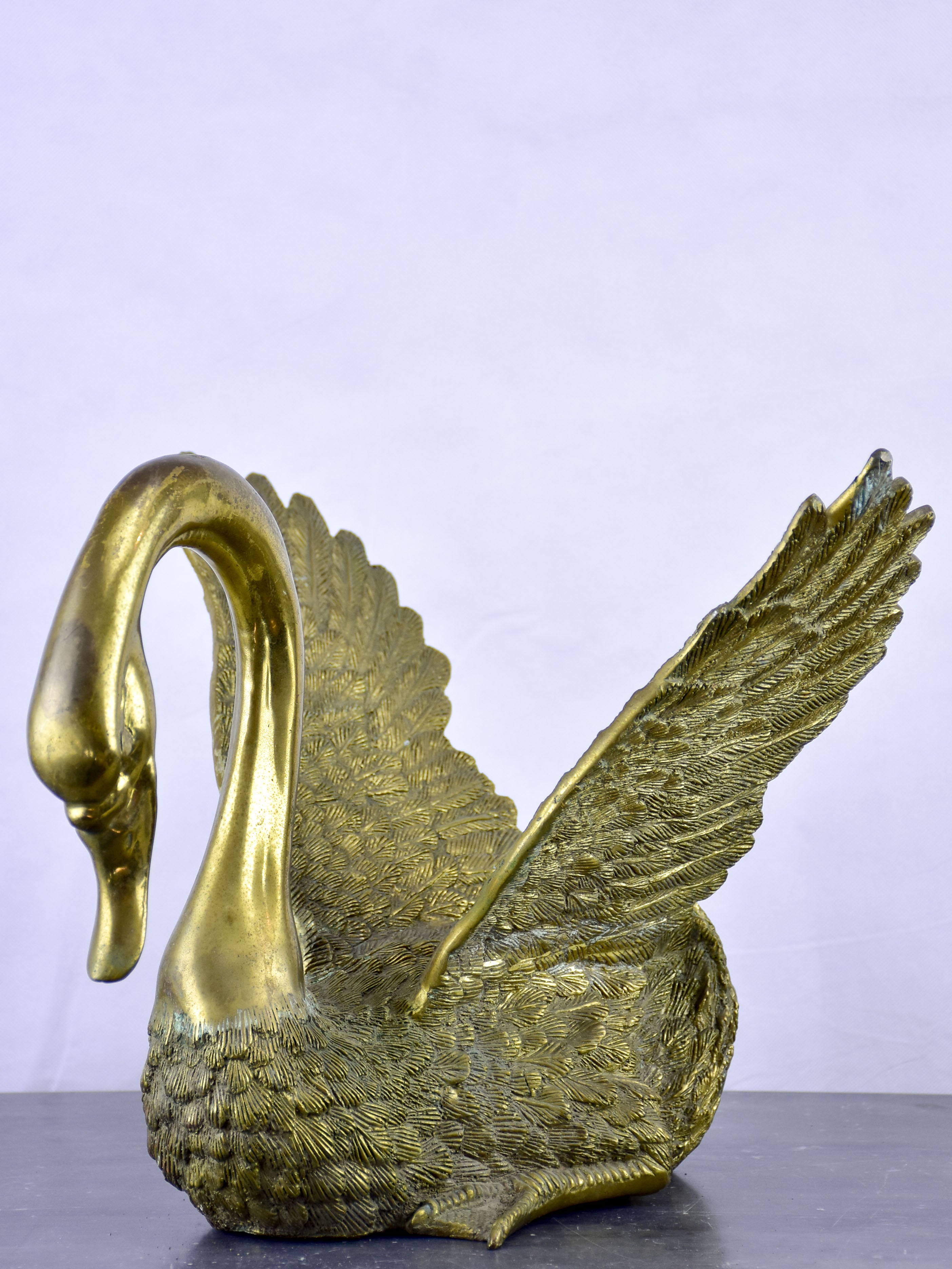 Vintage French sculpture of a golden swan