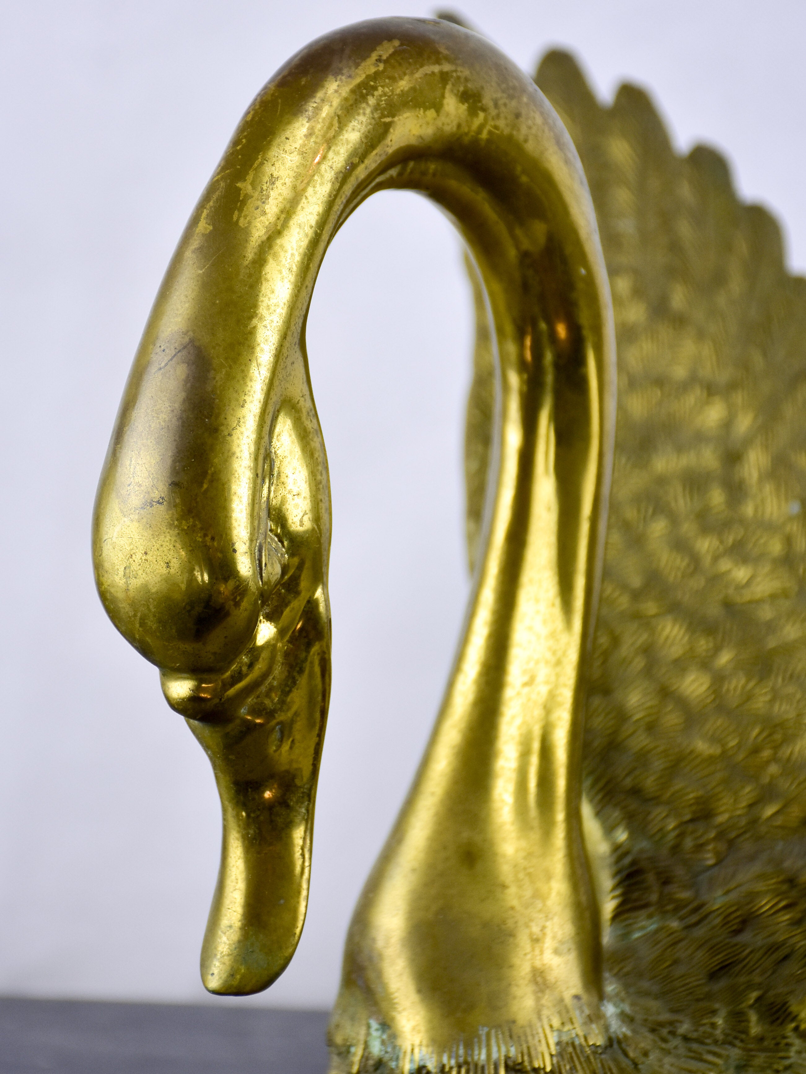 Vintage French sculpture of a golden swan