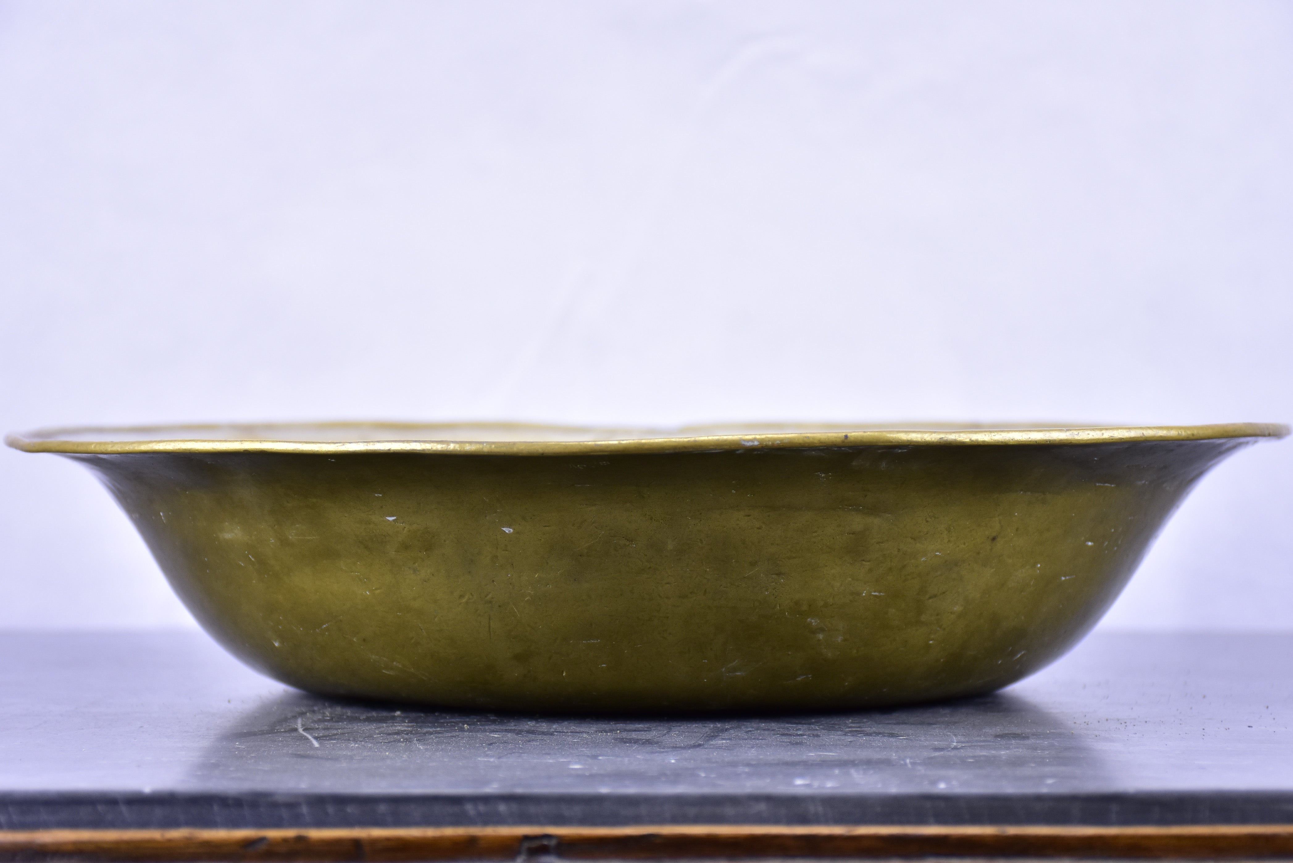 19th century Italian brass washing bowl with RS monogram