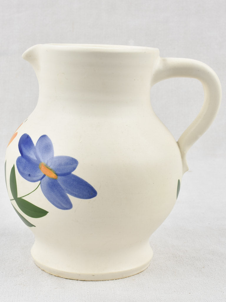 Pitcher w/ flowers - signed Les Grès Du Marais 8¾"