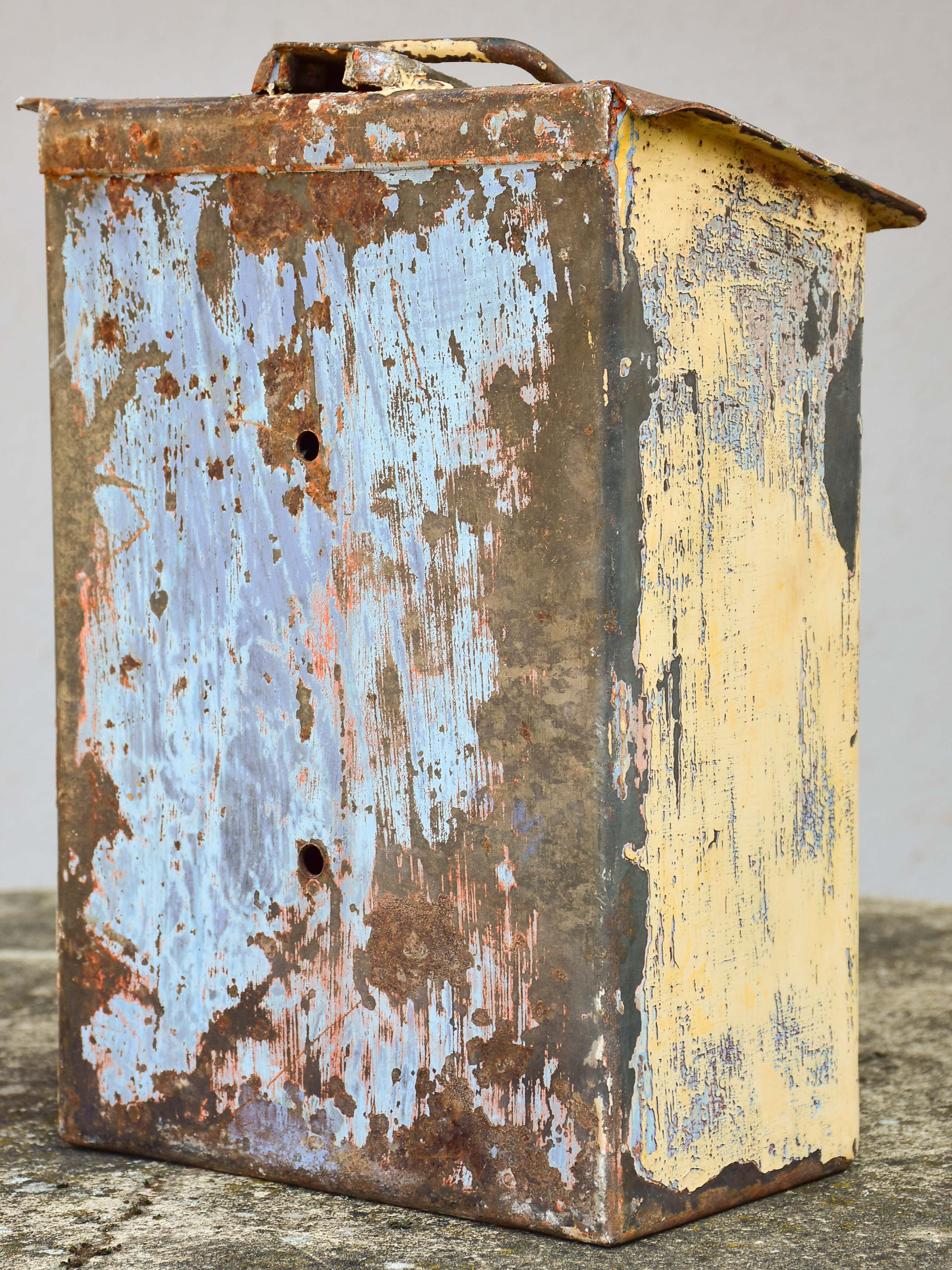 Antique French letter box with yellow patina