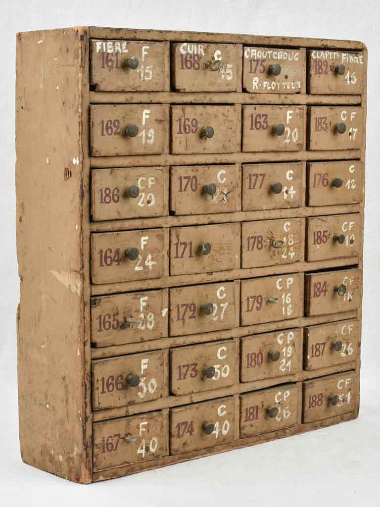 Chest of 28 miniature drawers - 1940s French - 19¼"