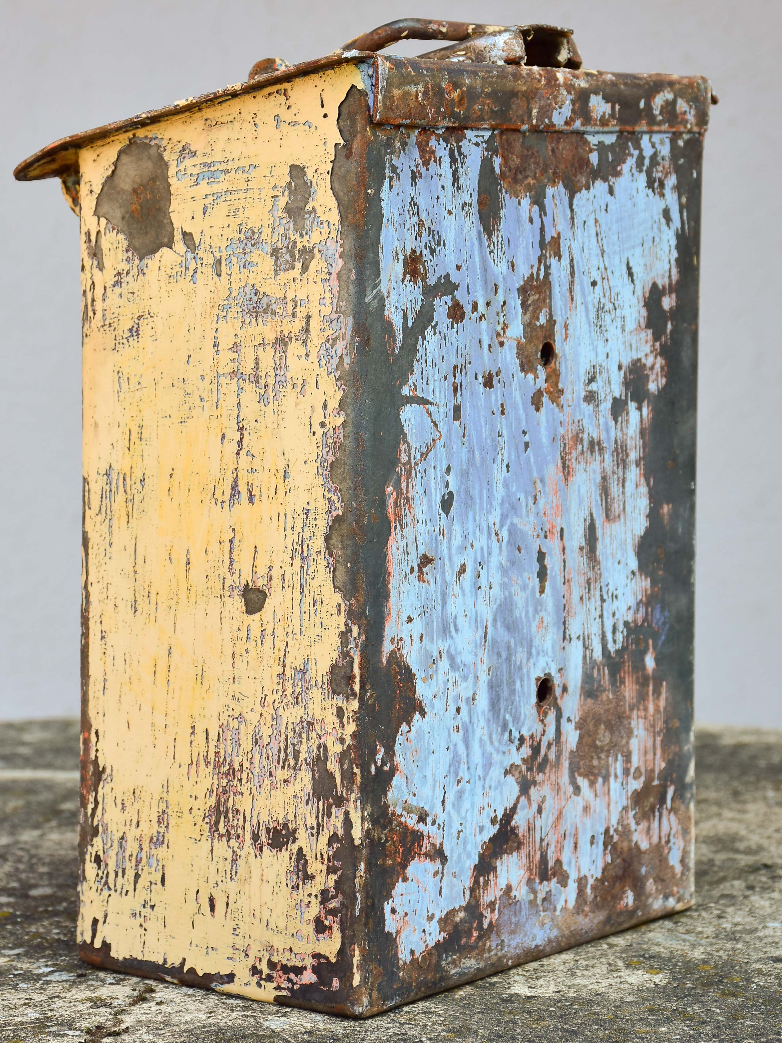 Antique French letter box with yellow patina