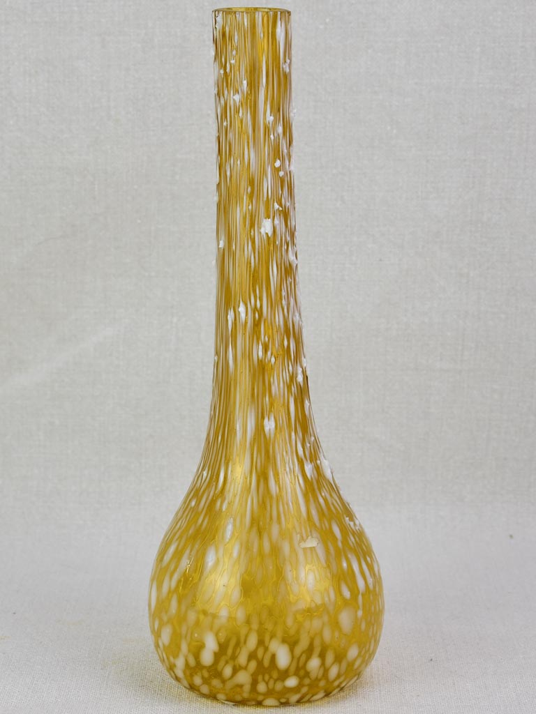 Unusual mid-century yellow glass vase with wax effect