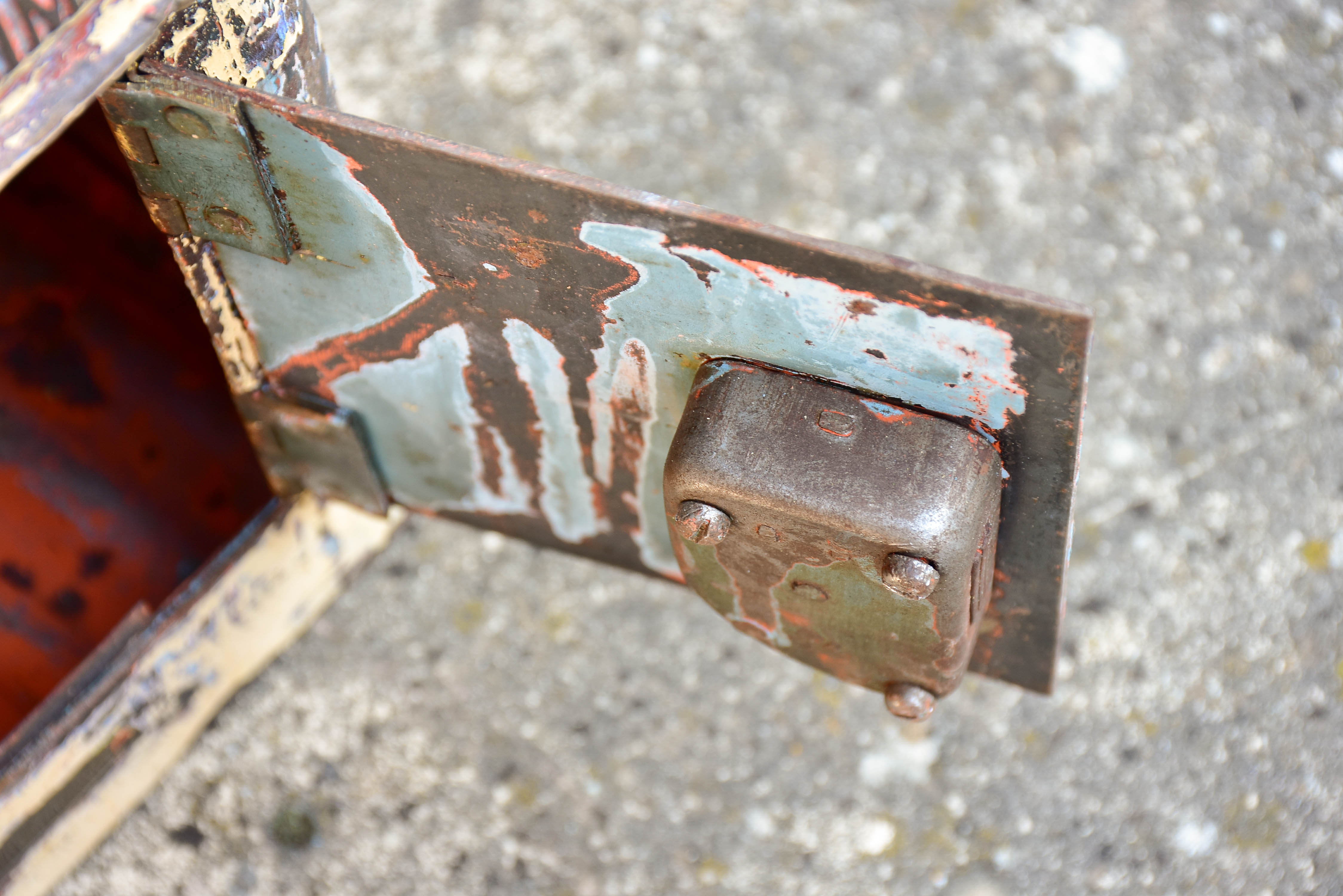 Antique French letter box with yellow patina