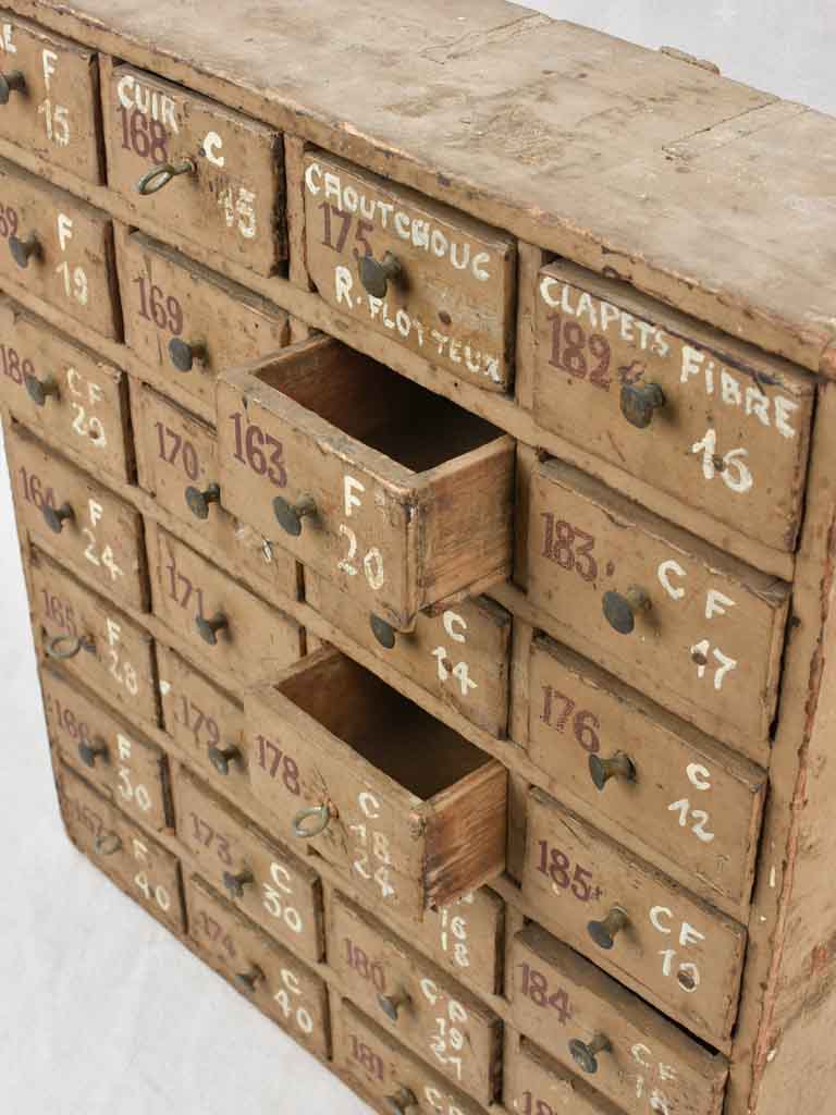 Chest of 28 miniature drawers - 1940s French - 19¼"