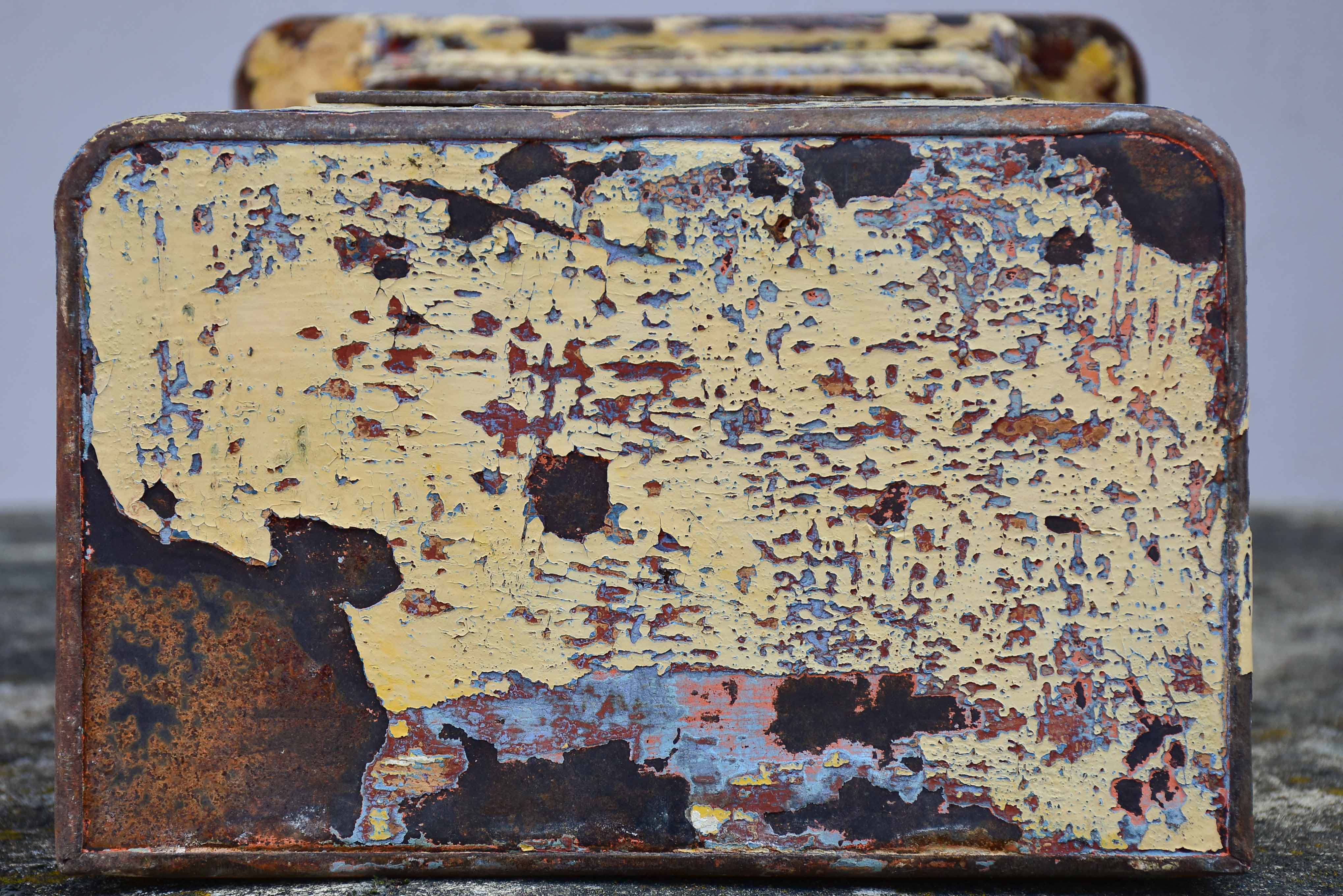 Antique French letter box with yellow patina