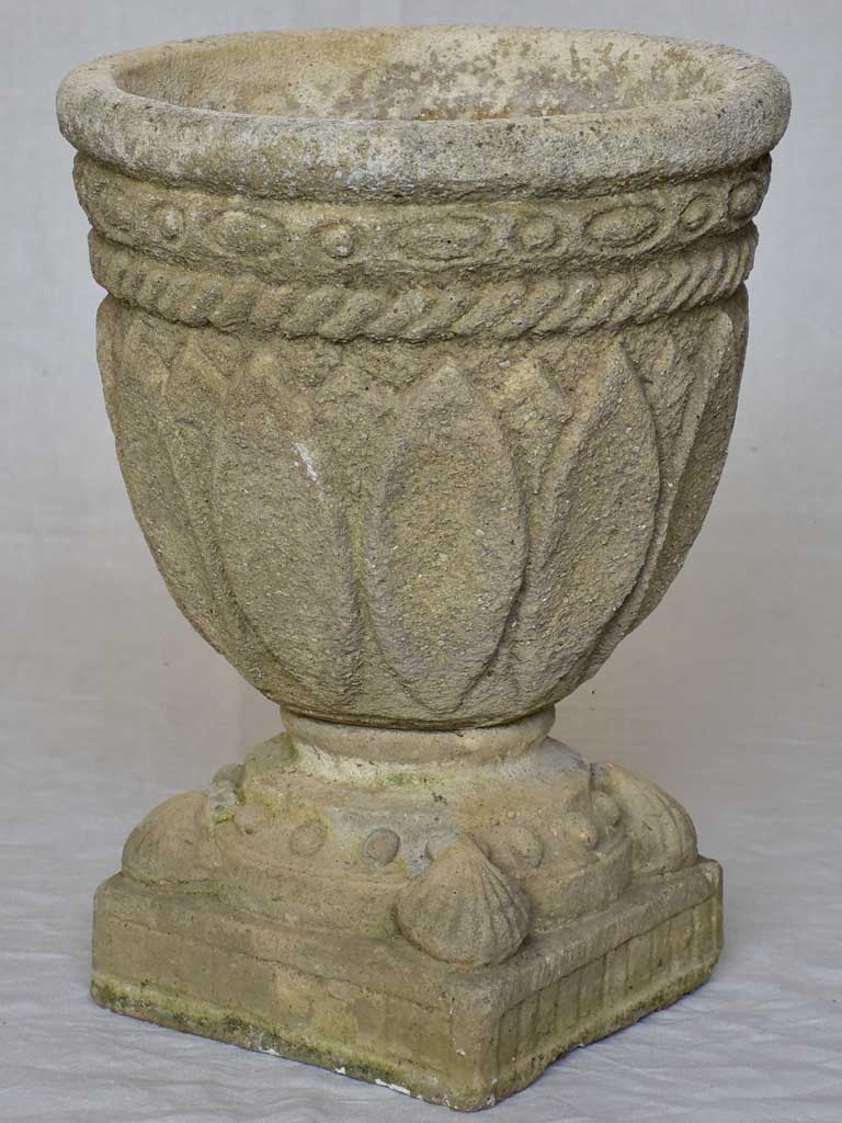 Antique French garden urn with pretty motifs, diamonds and shells 22¾"