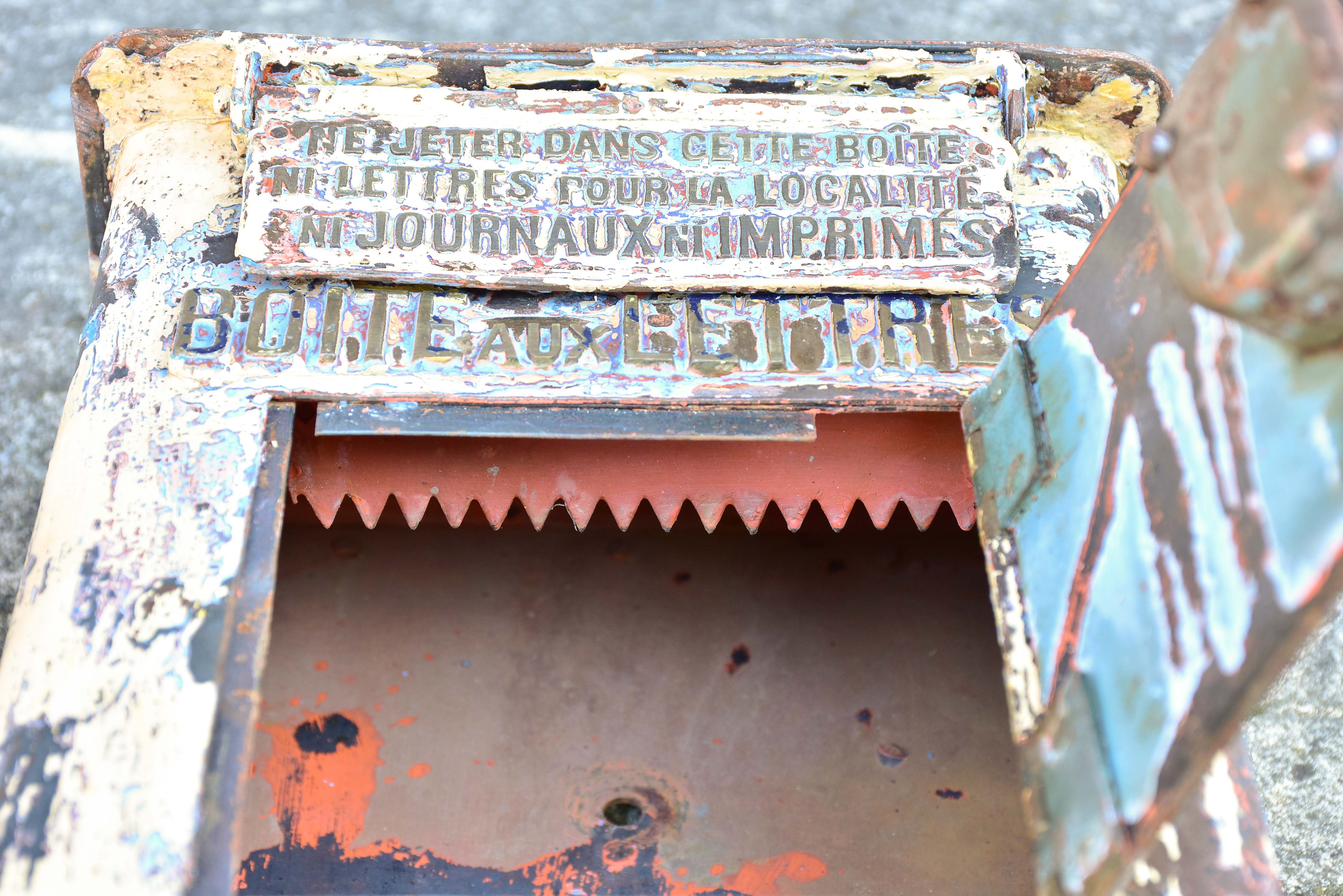 Antique French letter box with yellow patina