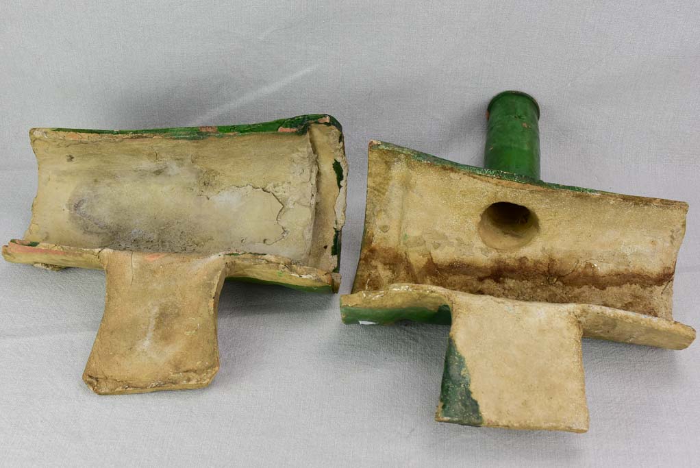 Two early nineteenth-century French Provincial roof tile / gutter elements