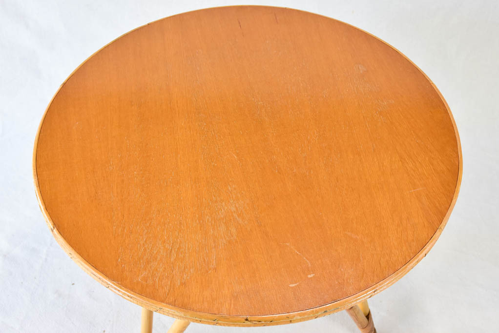 Pair of low rattan armchairs and table