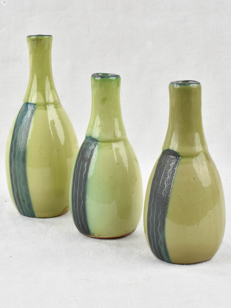 3 Green ceramic vases - celadon green 9½"