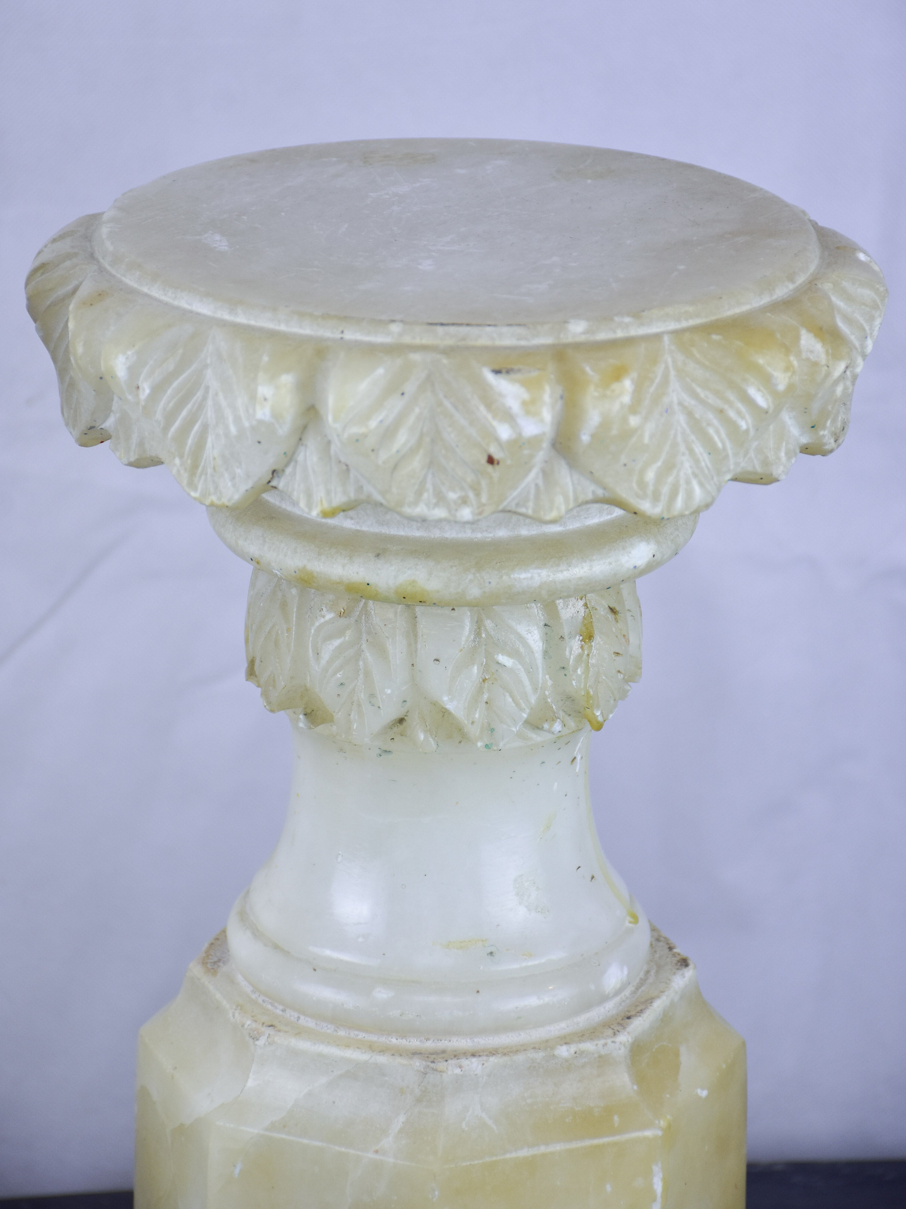 Pair of antique English display stands in alabaster