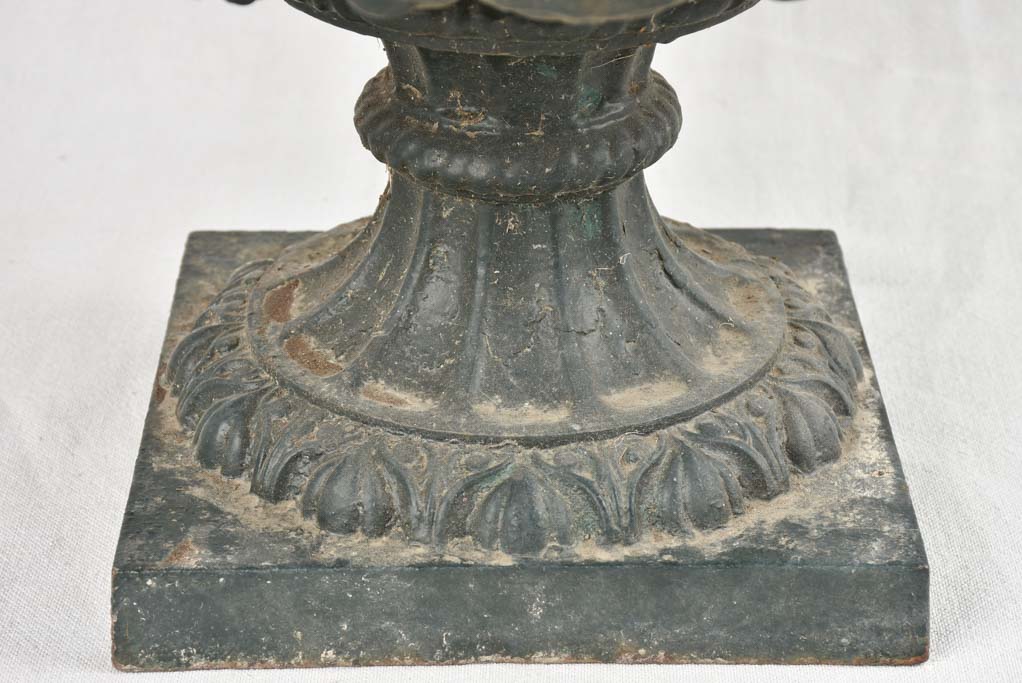 Superb pair of large antique cast iron Medici urns 26"