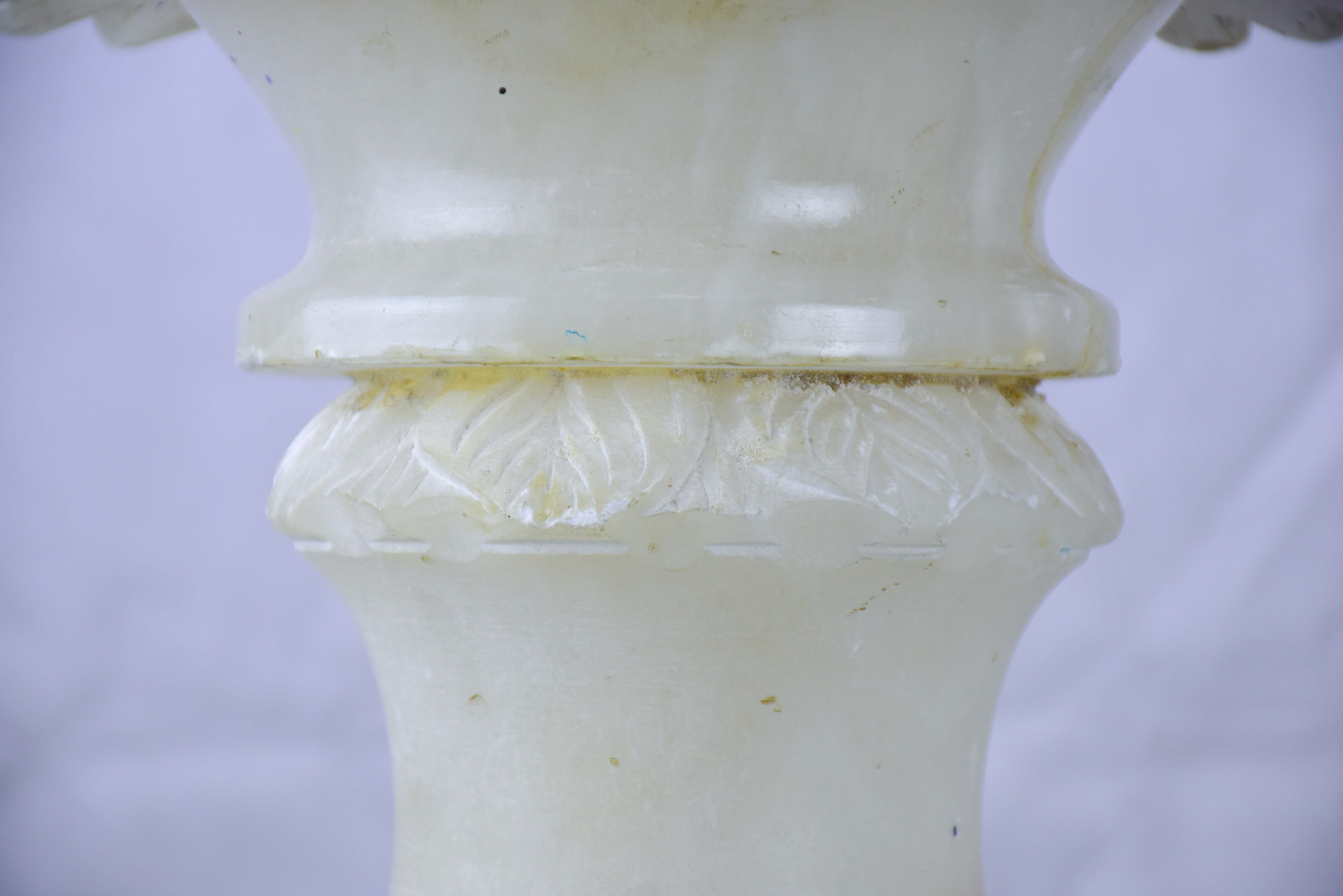 Pair of antique English display stands in alabaster