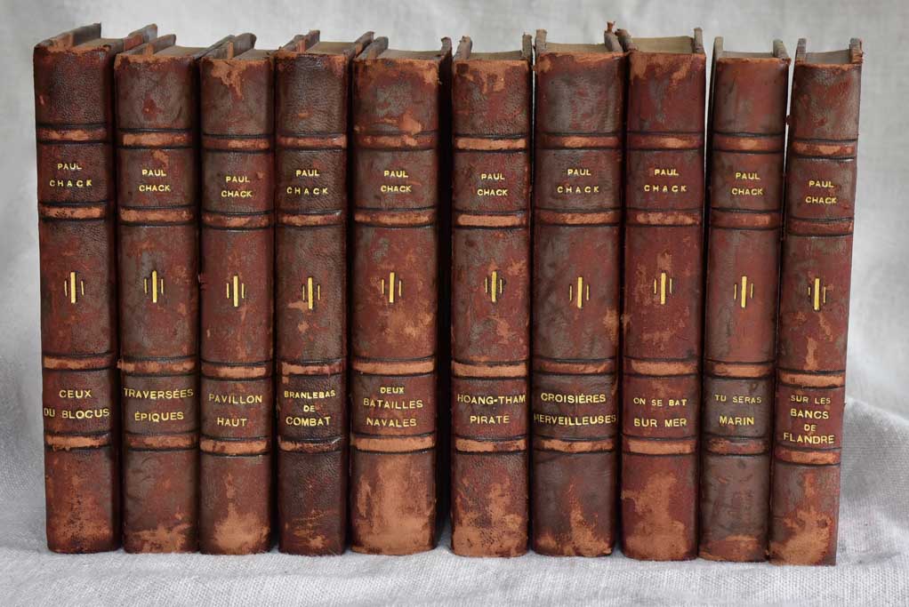 Collection of ten antique French leather bound books