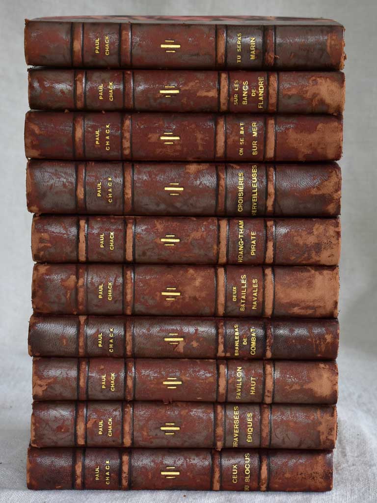 Collection of ten antique French leather bound books