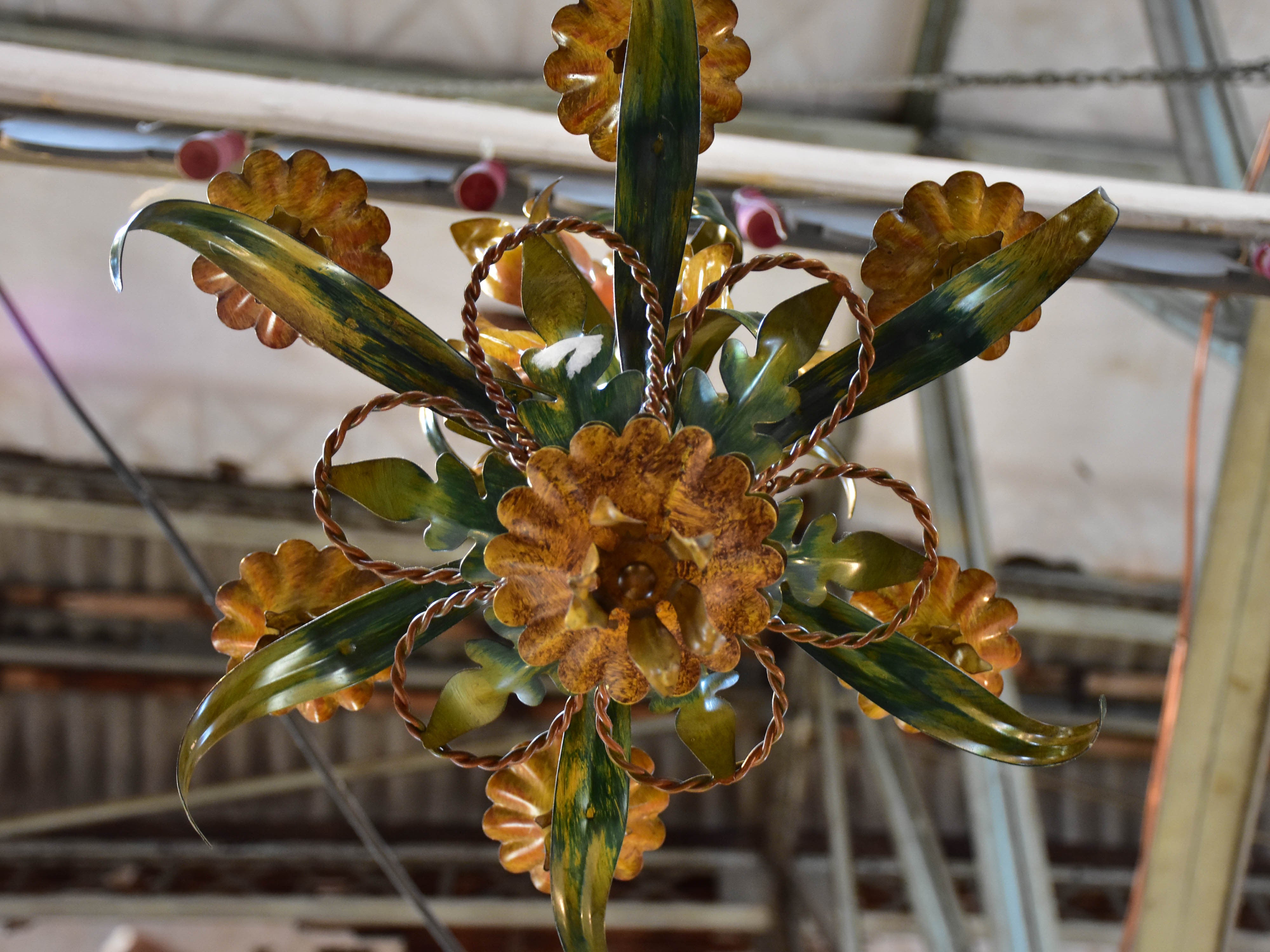 Vintage French lustre with flowers