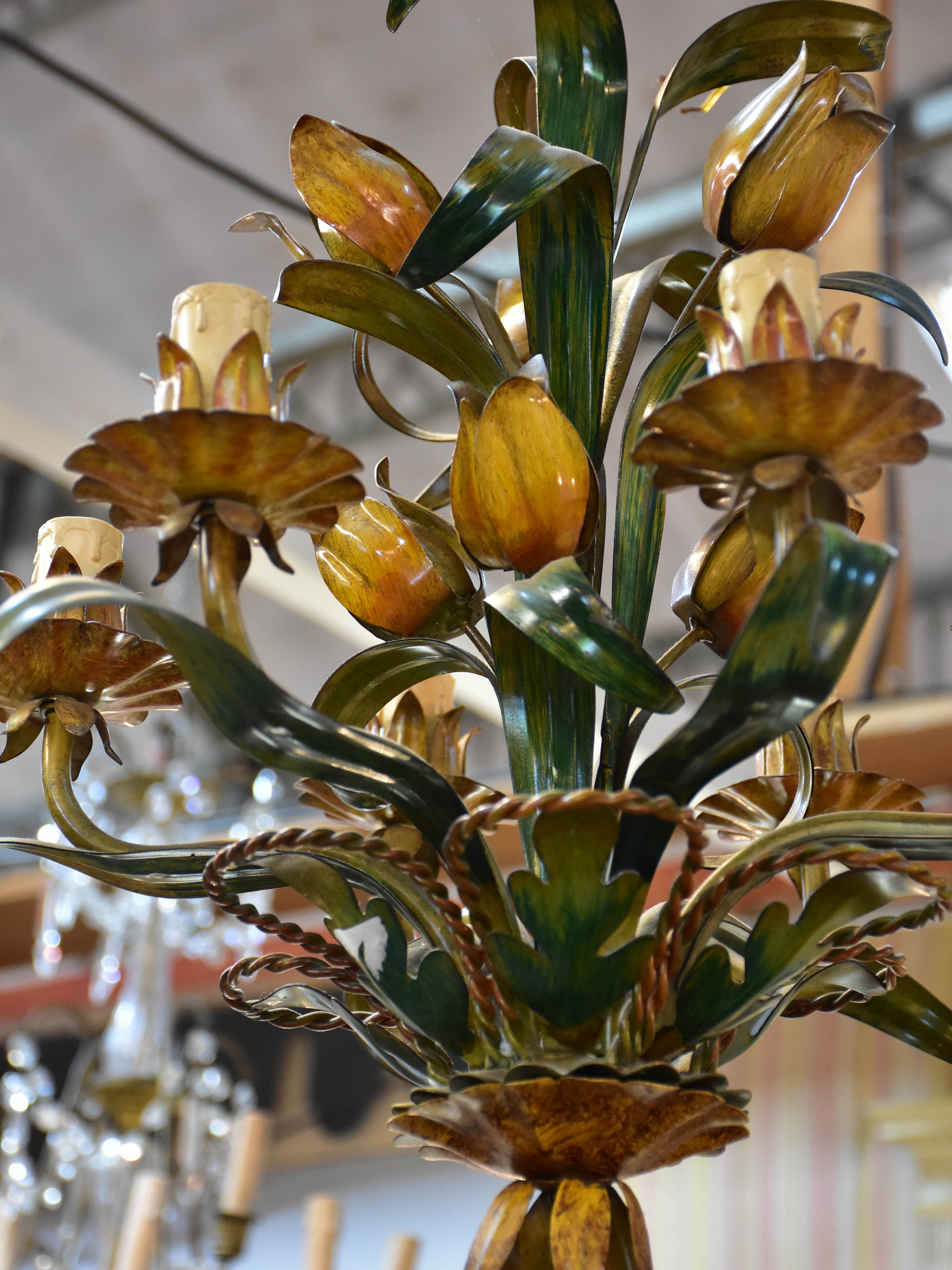 Vintage French lustre with flowers