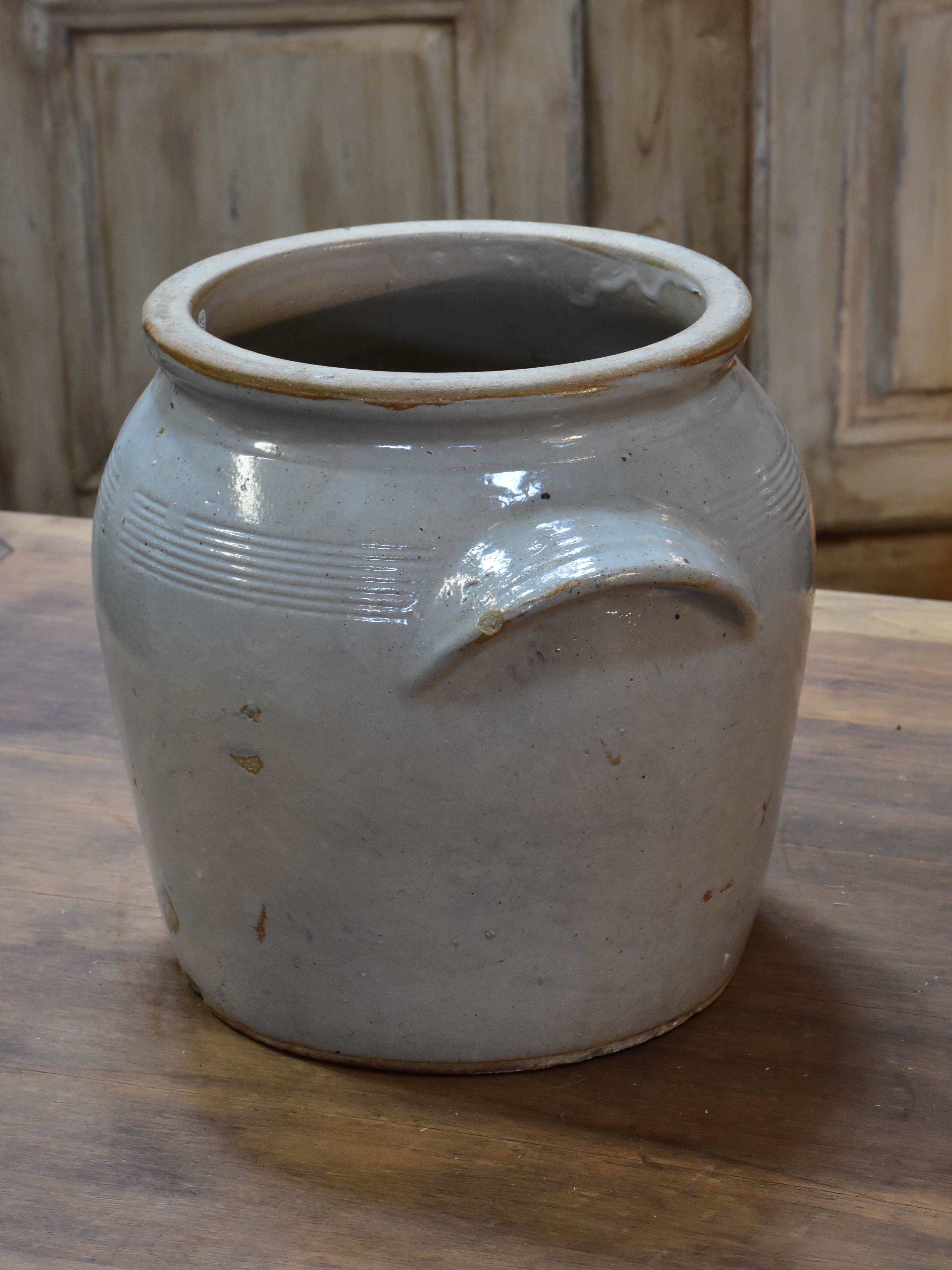 French stoneware preserving pots with lid