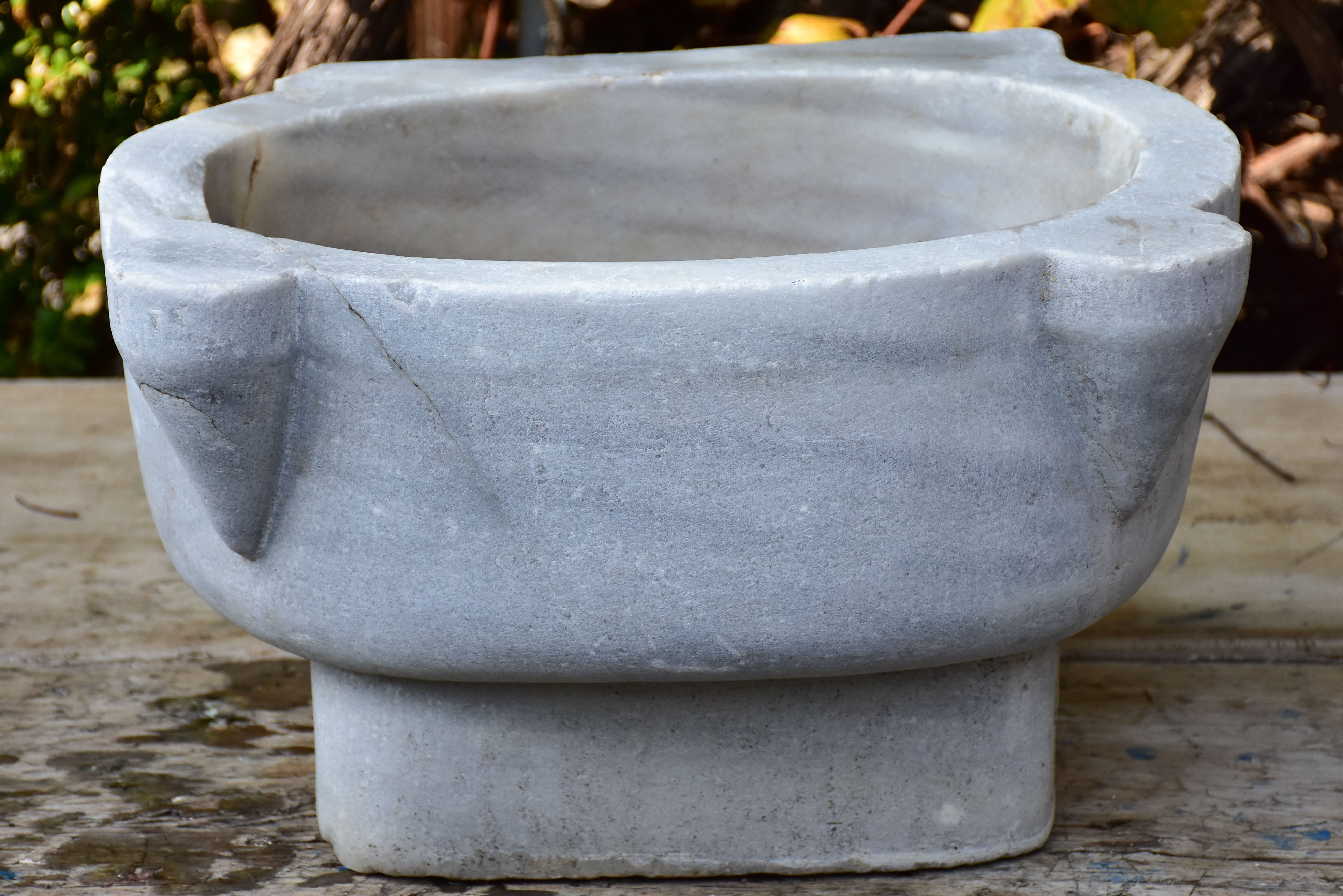 Antique Italian white marble baptismal font