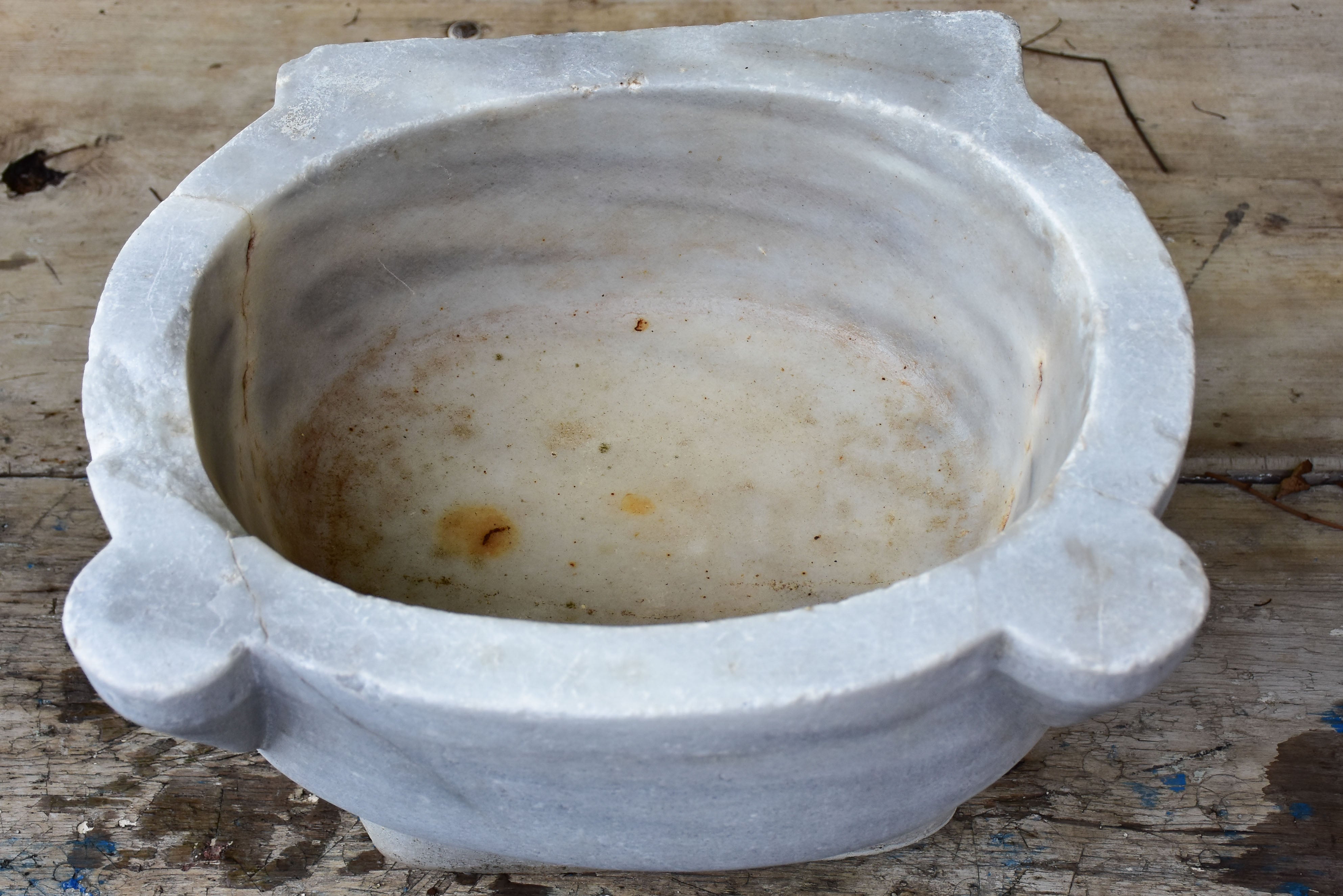 Antique Italian white marble baptismal font