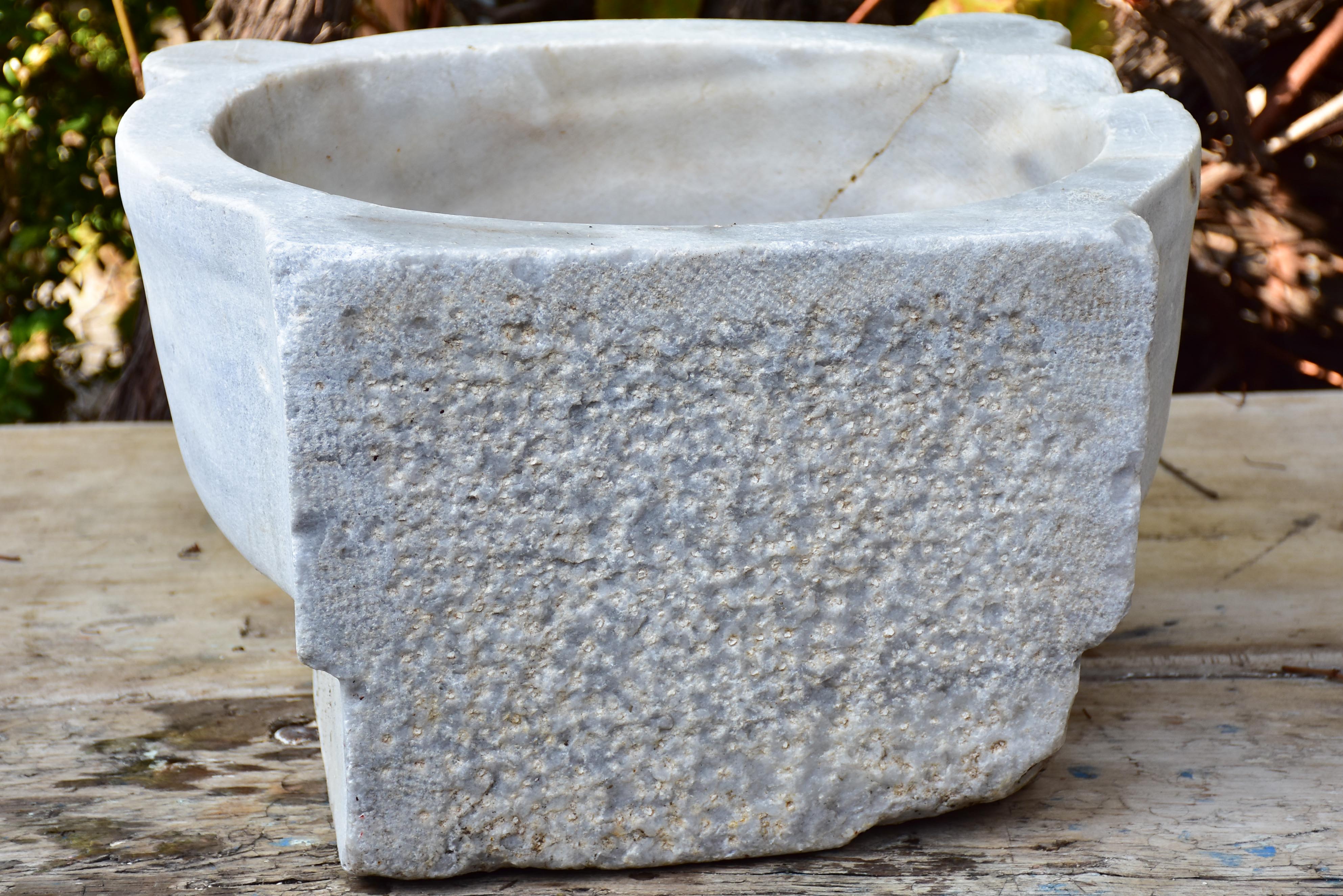 Antique Italian white marble baptismal font