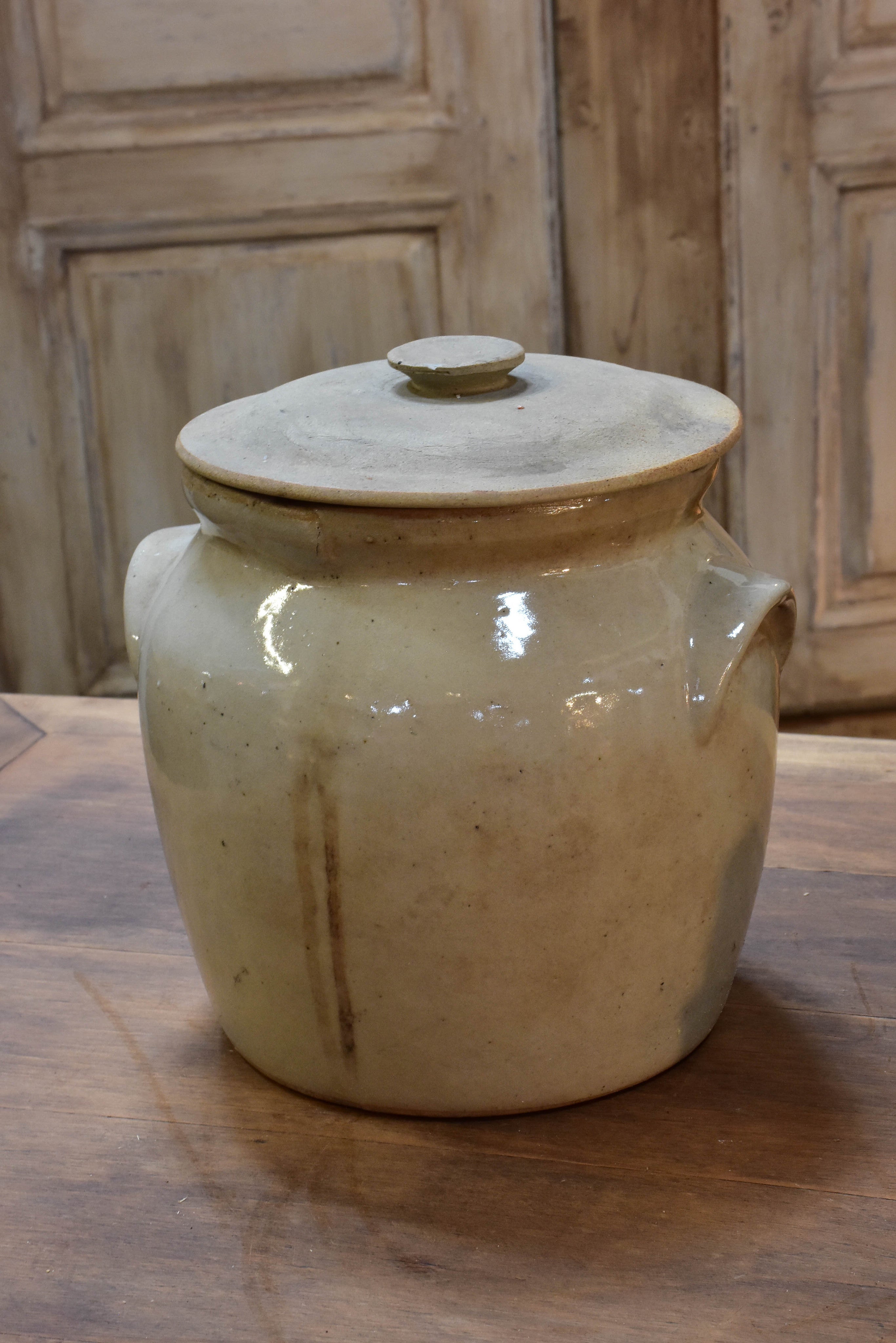 French stoneware preserving pots with lid