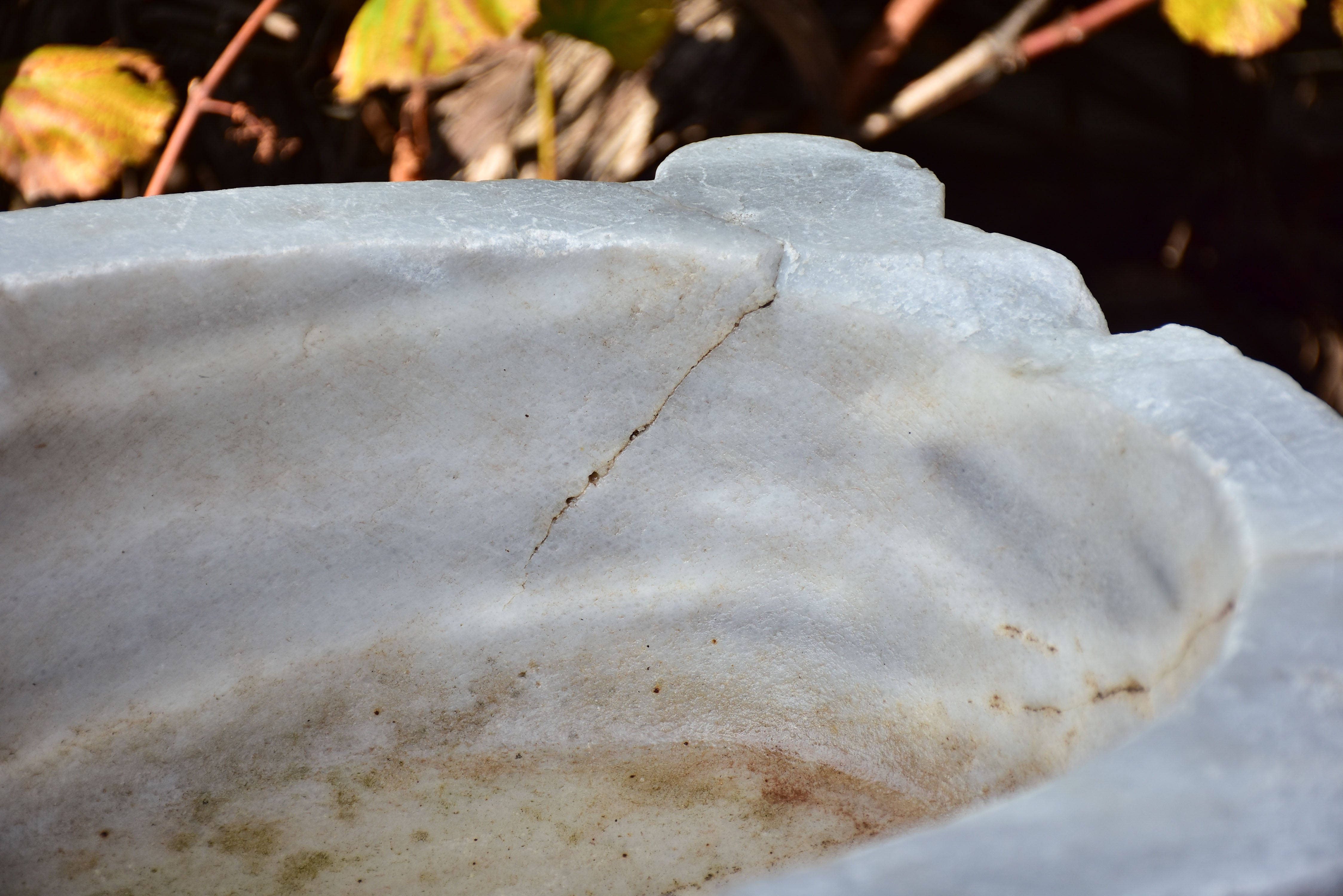 Antique Italian white marble baptismal font