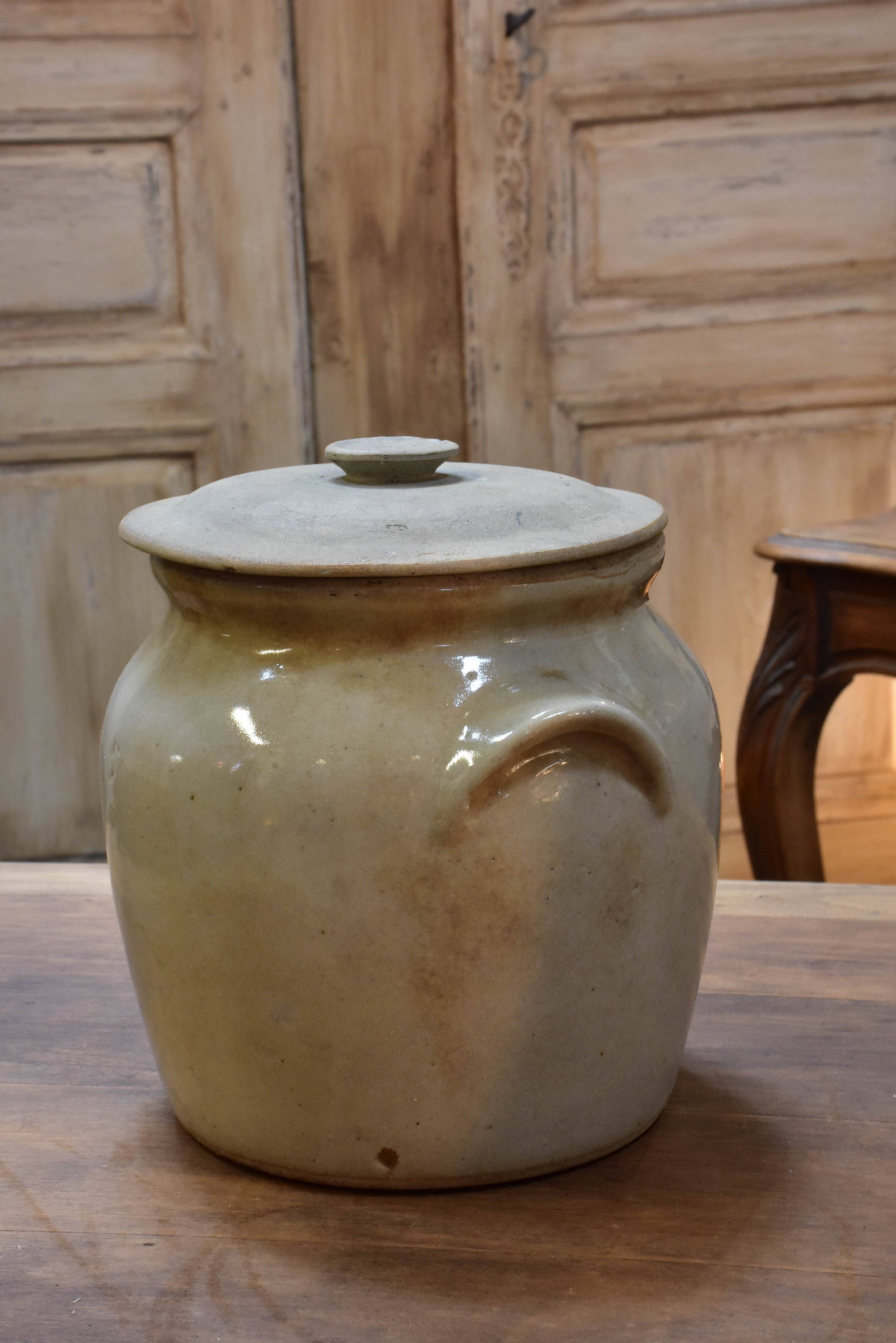 French stoneware preserving pots with lid