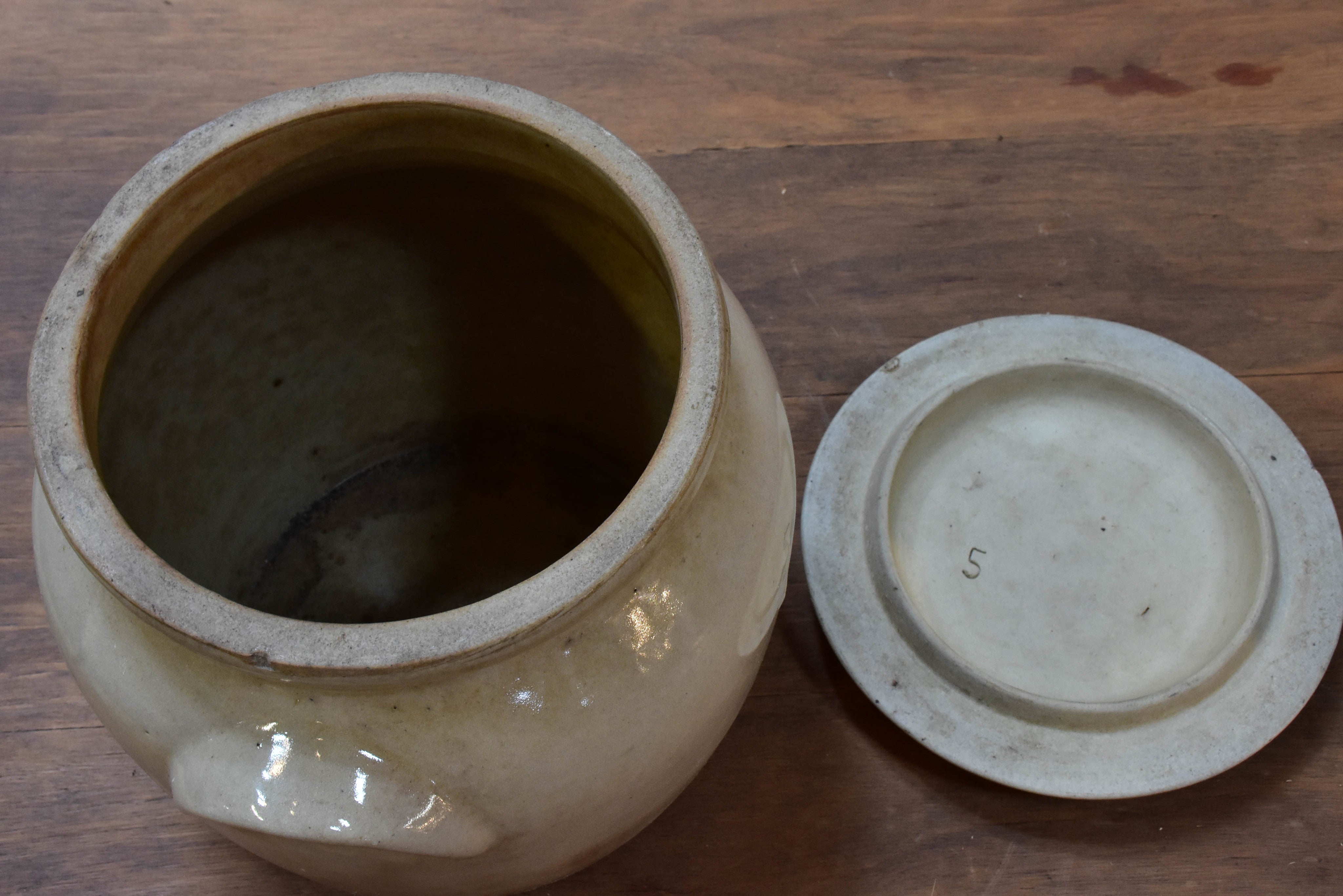 French stoneware preserving pots with lid