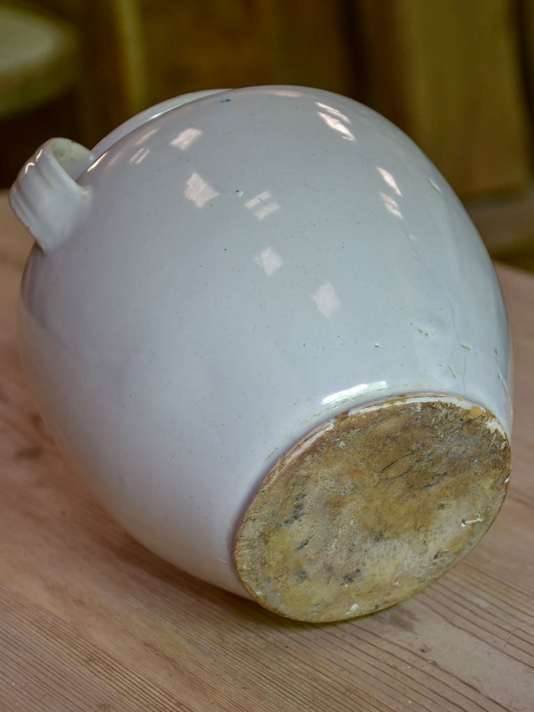 Small antique French preserving pot with white glaze 6¾"