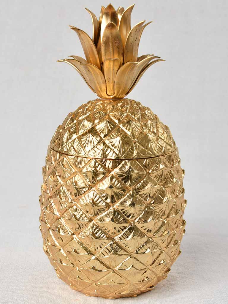 1970s Mauro Manetti Italian ice bucket - gold pineapple 10¾"